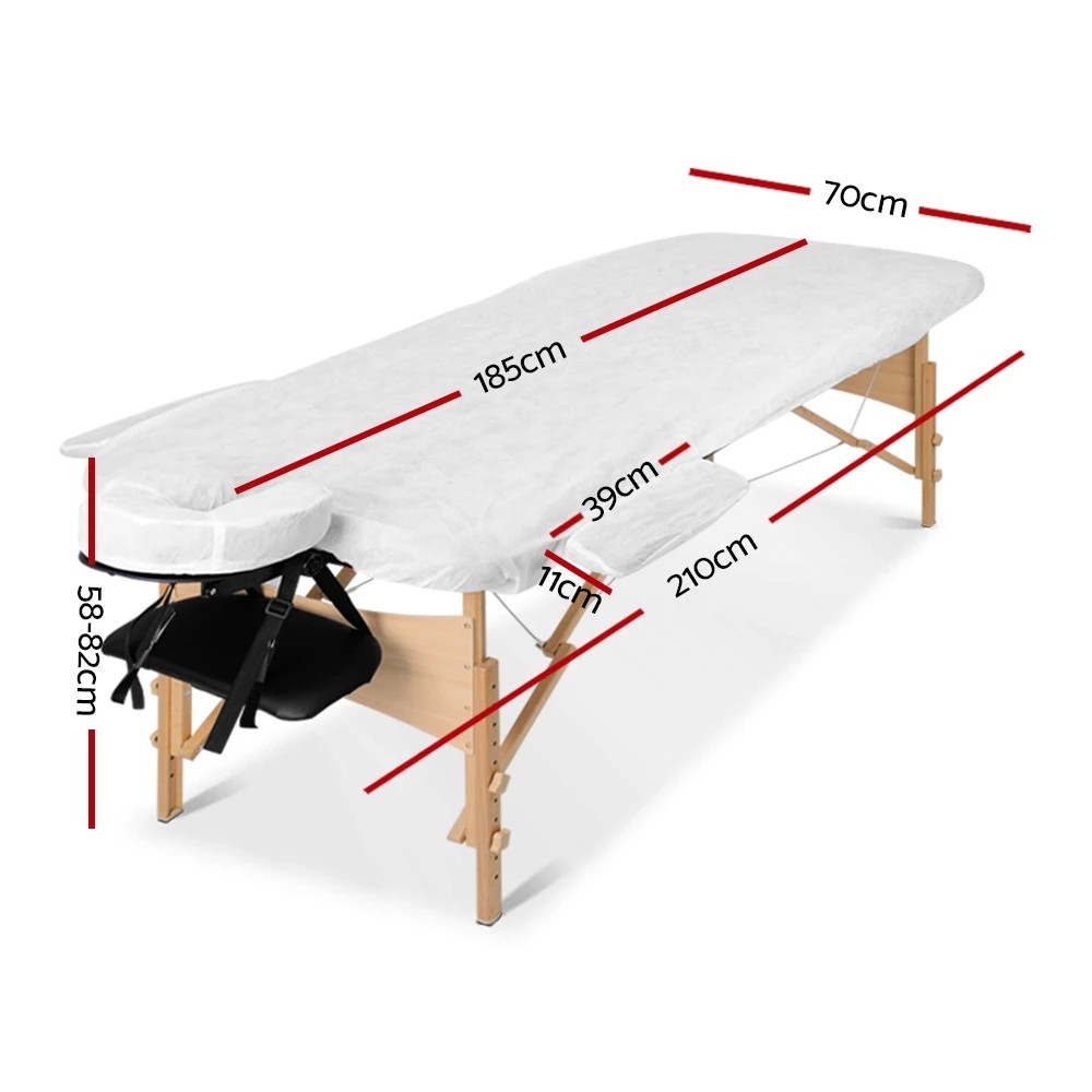 2 Zenses Massage Table 70cm Portable 3 Fold Wooden Beauty Bed - Black, 2 of 8