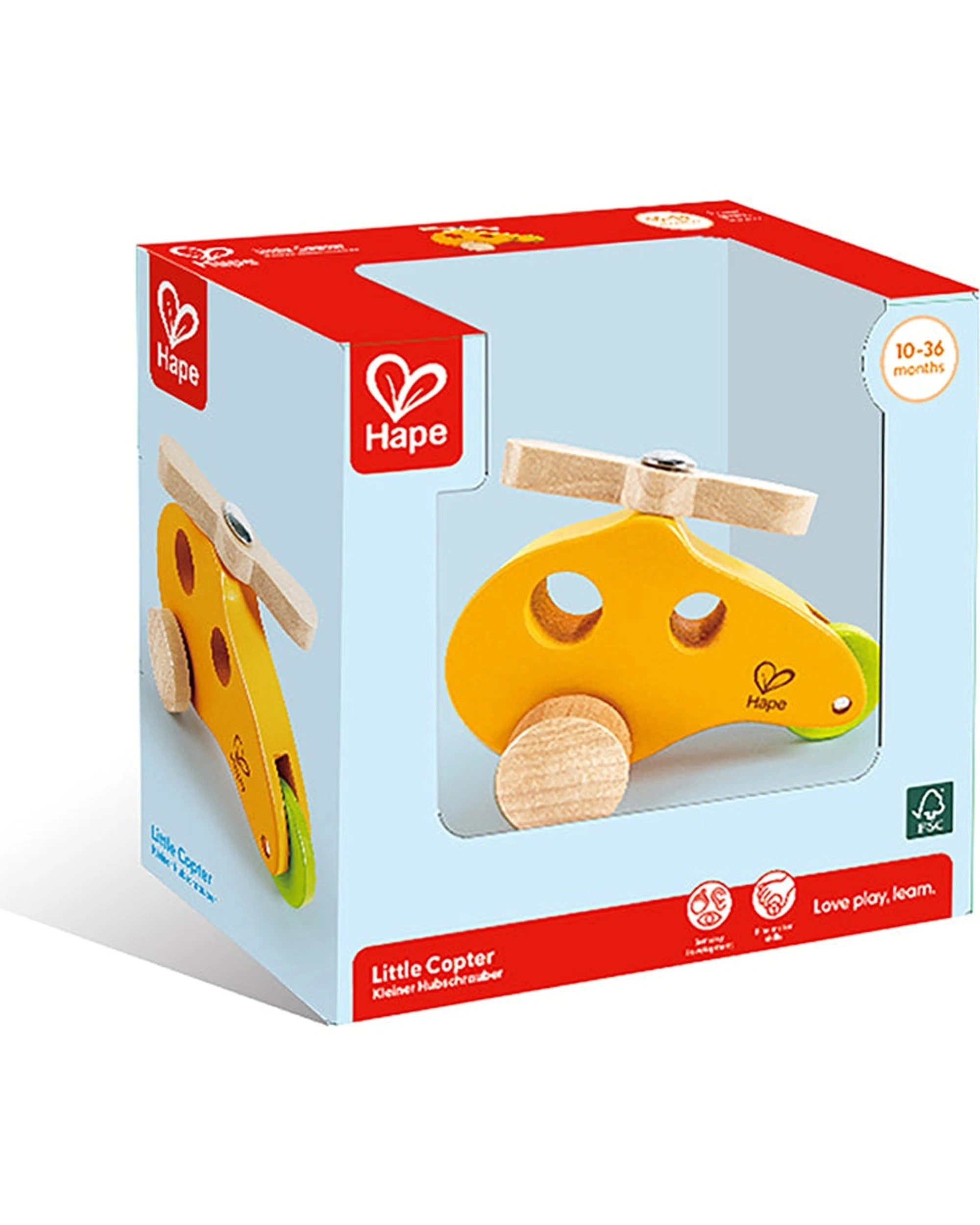 2 Hape Little Copter Wooden Toy Vehicle Kids Hand-Powered Toy Helicopter Up Up Away Theme - Multi, 2 of 3