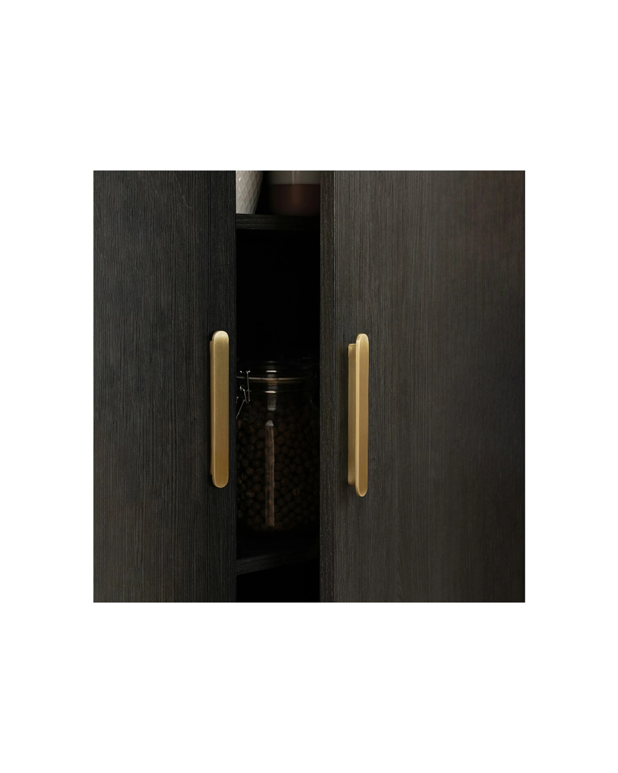 2 European Cabinetry Stockholm Nordic Ash Storage Cupboard Brass Oval Handle - Brown, 2 of 5