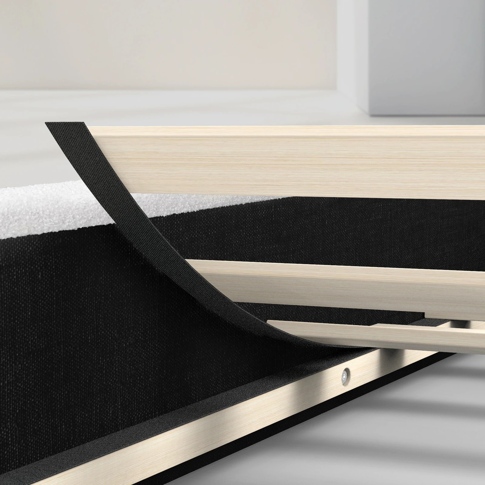 8 Alfordson Bed Frame Single Size Tufted Headboard Foundation Boucle Talmon - White, 8 of 10