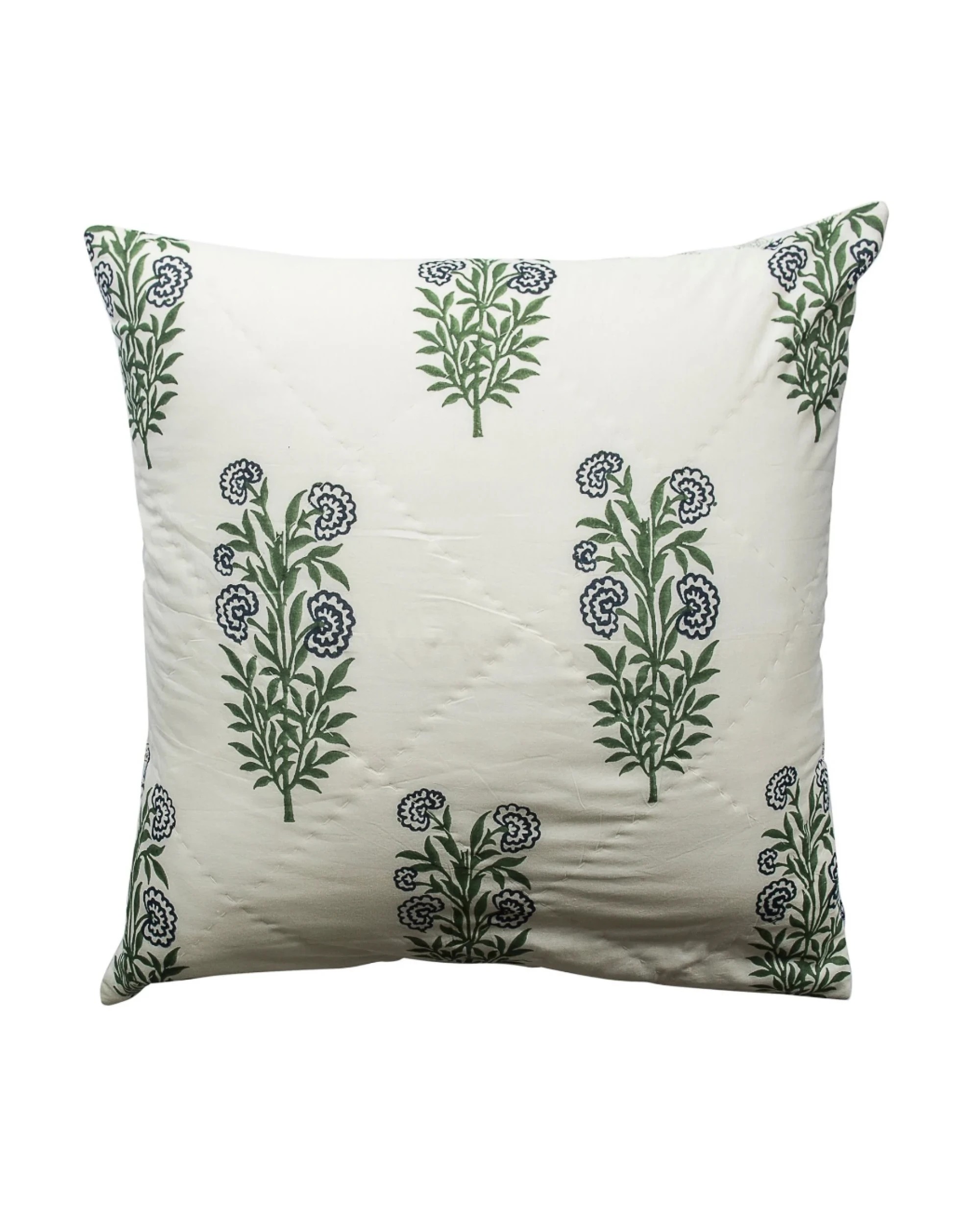 1 Kolka Iris Quilted Euro Sham Set Super Quality Cotton Quilted Front - Green, 1 of 5