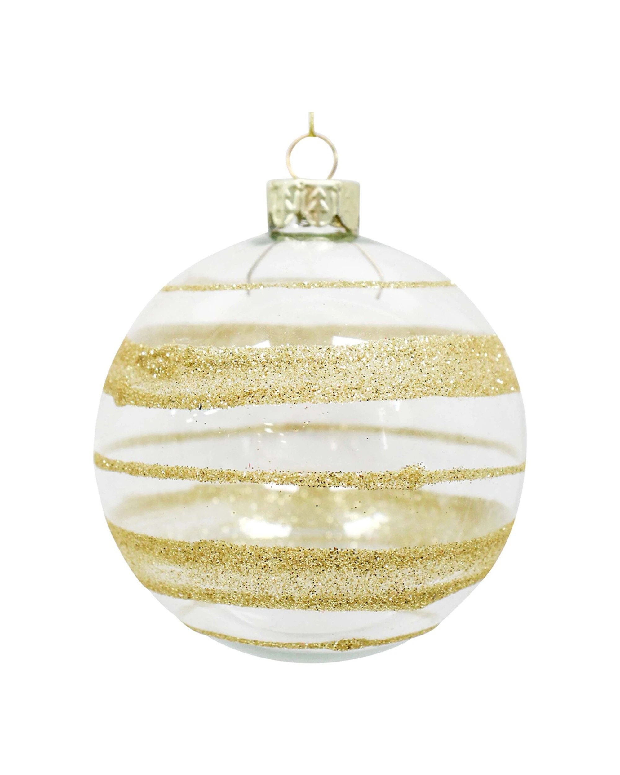 2 Lvd Glass Bauble Gold Stripe Seasonal Christmas Decoration Hanging Home Decor
 - Gold, 2 of 3