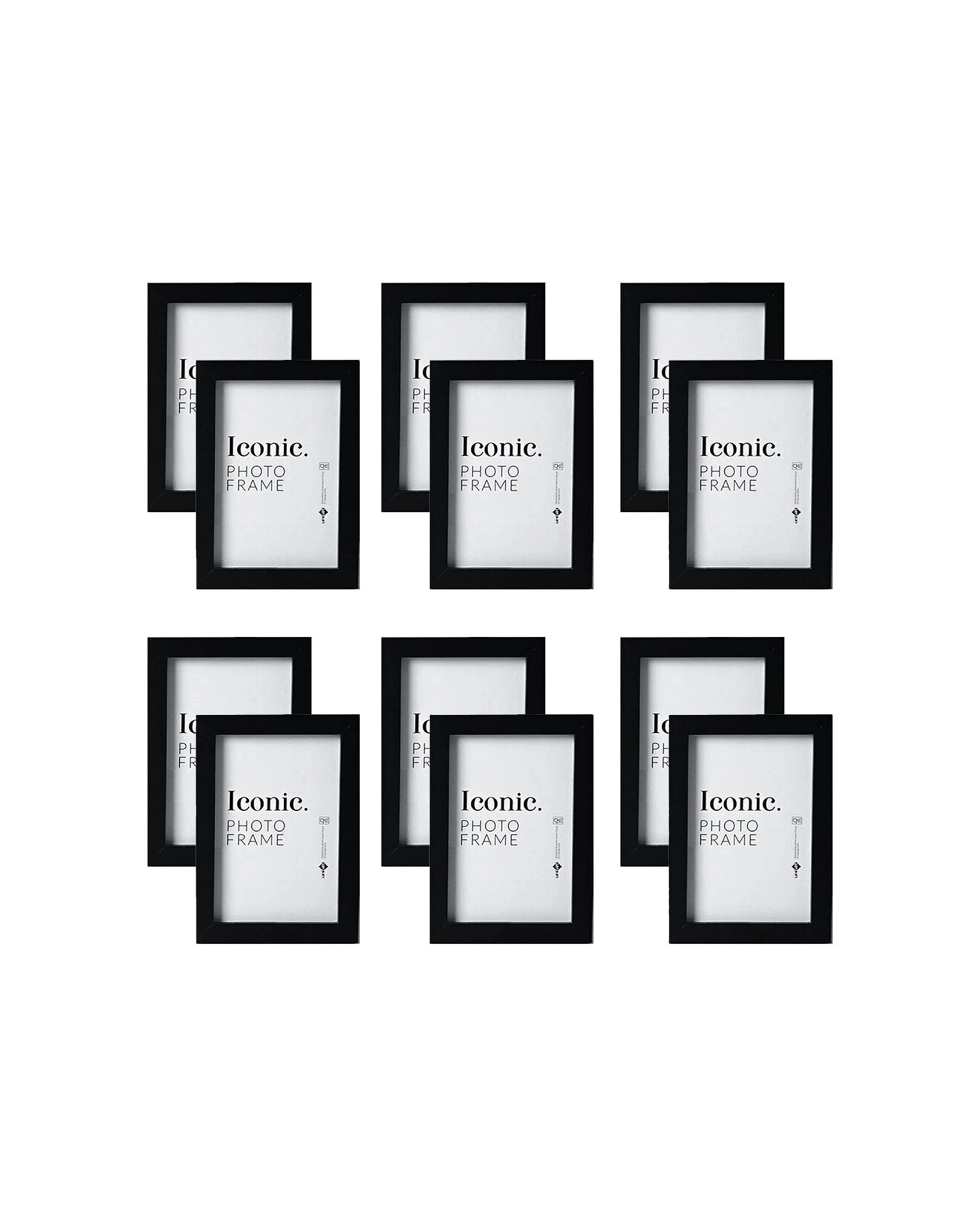1 Unigift 12PK A4 Iconic MDF Glass Photo Frame Holder Home Decor - Black, 1 of 1