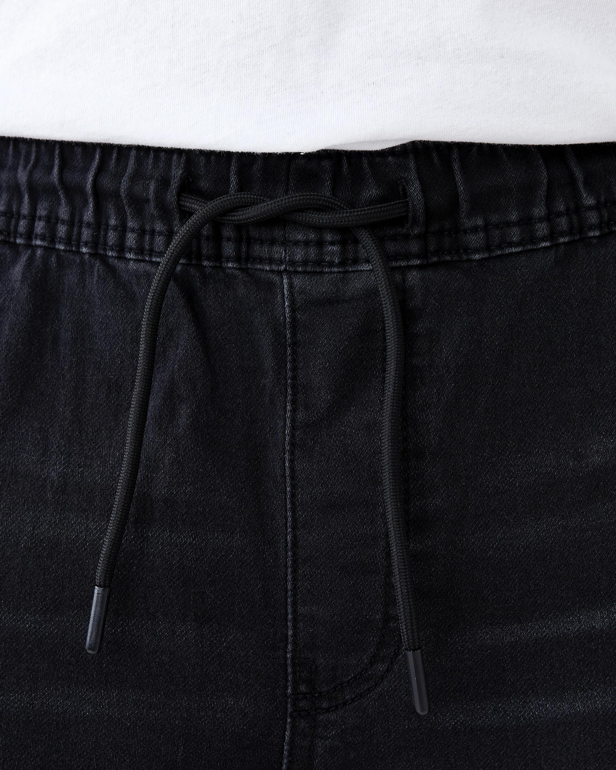 5 Cuffed Denim Joggers Black Wash, 5 of 5