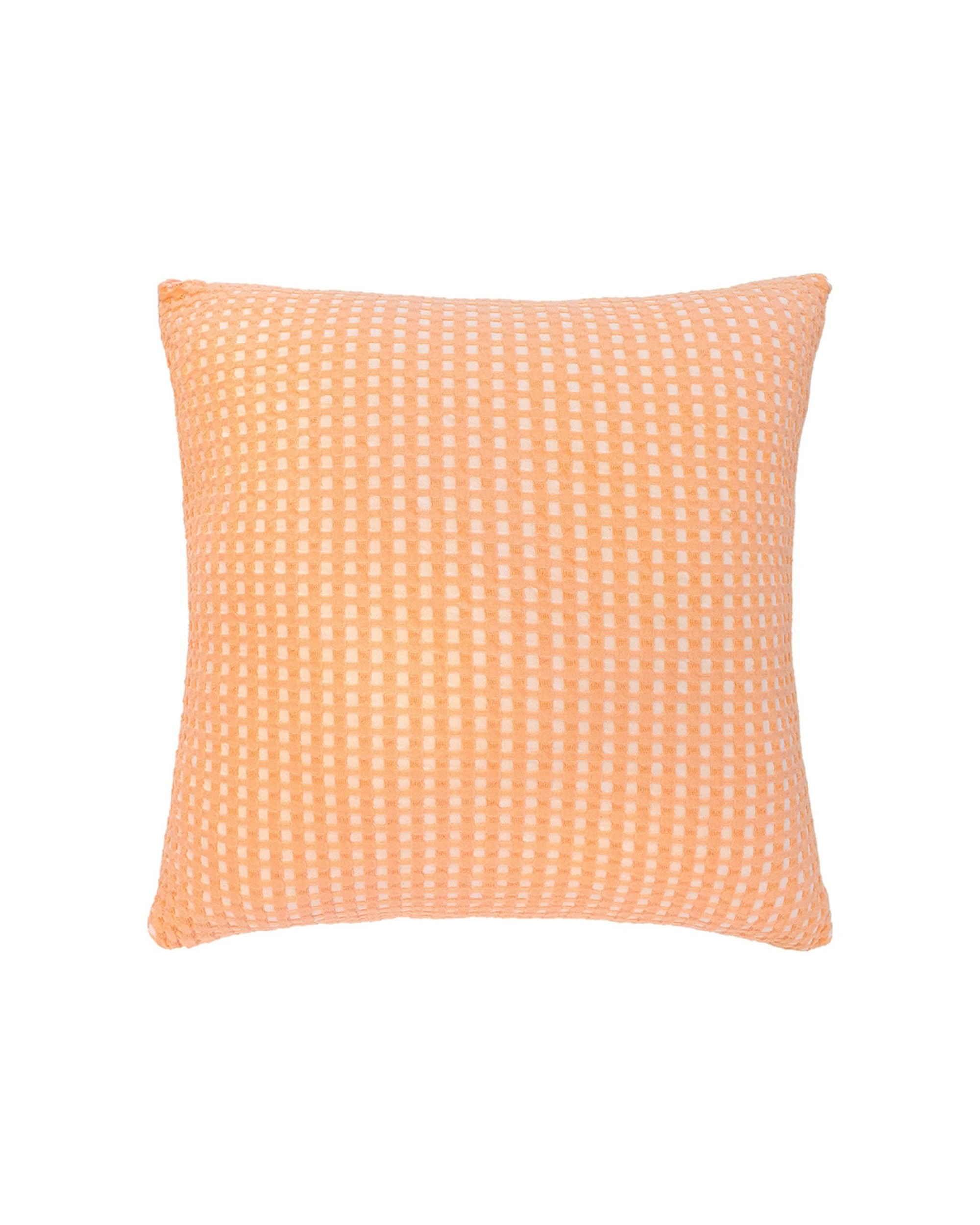 1 Bambury Waffle Fabric Dora Square Cushion Cotton Decorative 50x50cm - Orange, 1 of 5