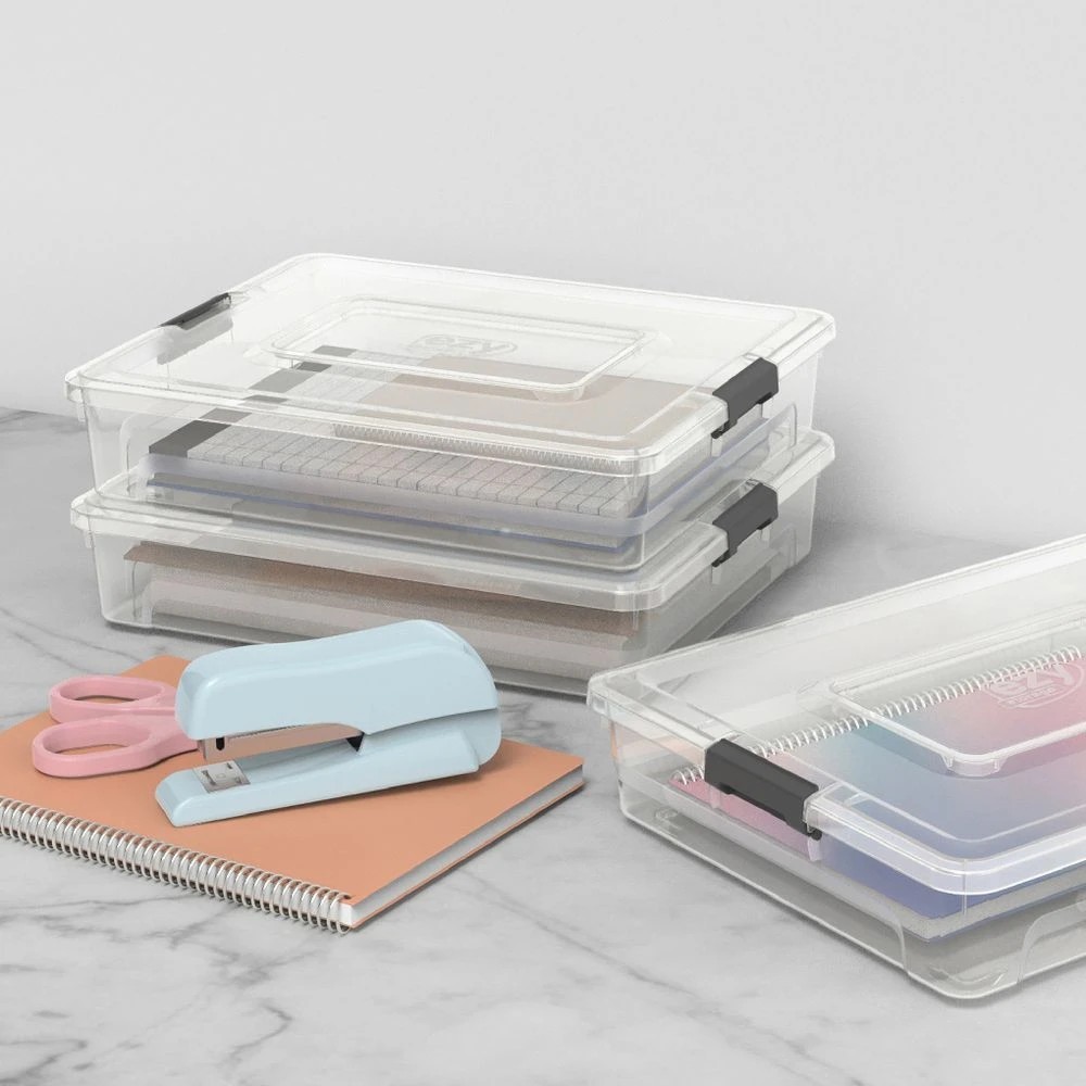 3 Ezy Storage 4.8L A4 Clip Lock Storage Container Clear, 3 of 3