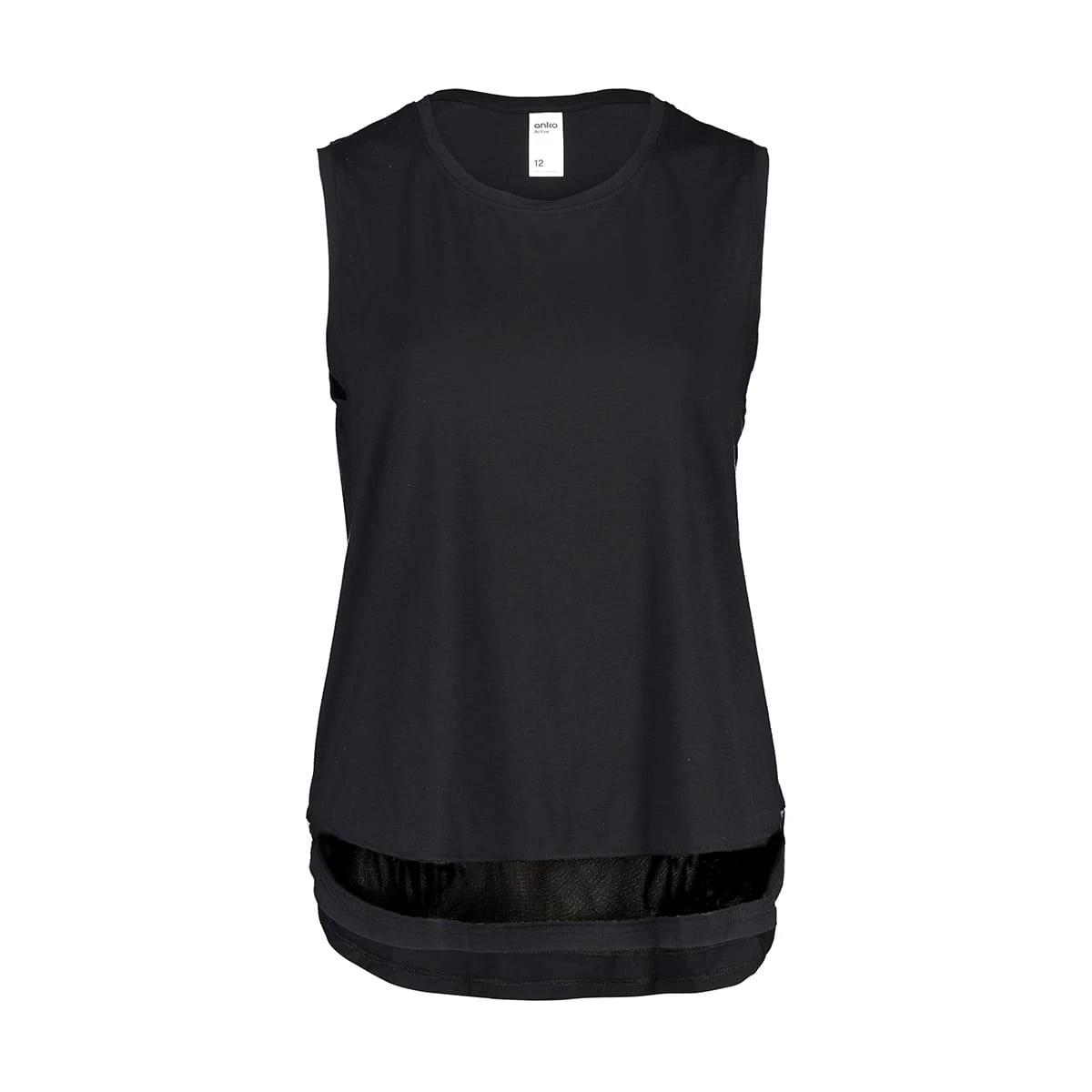 6 Active Womens Sleeveless Mesh Tank BLACK, 6 of 6