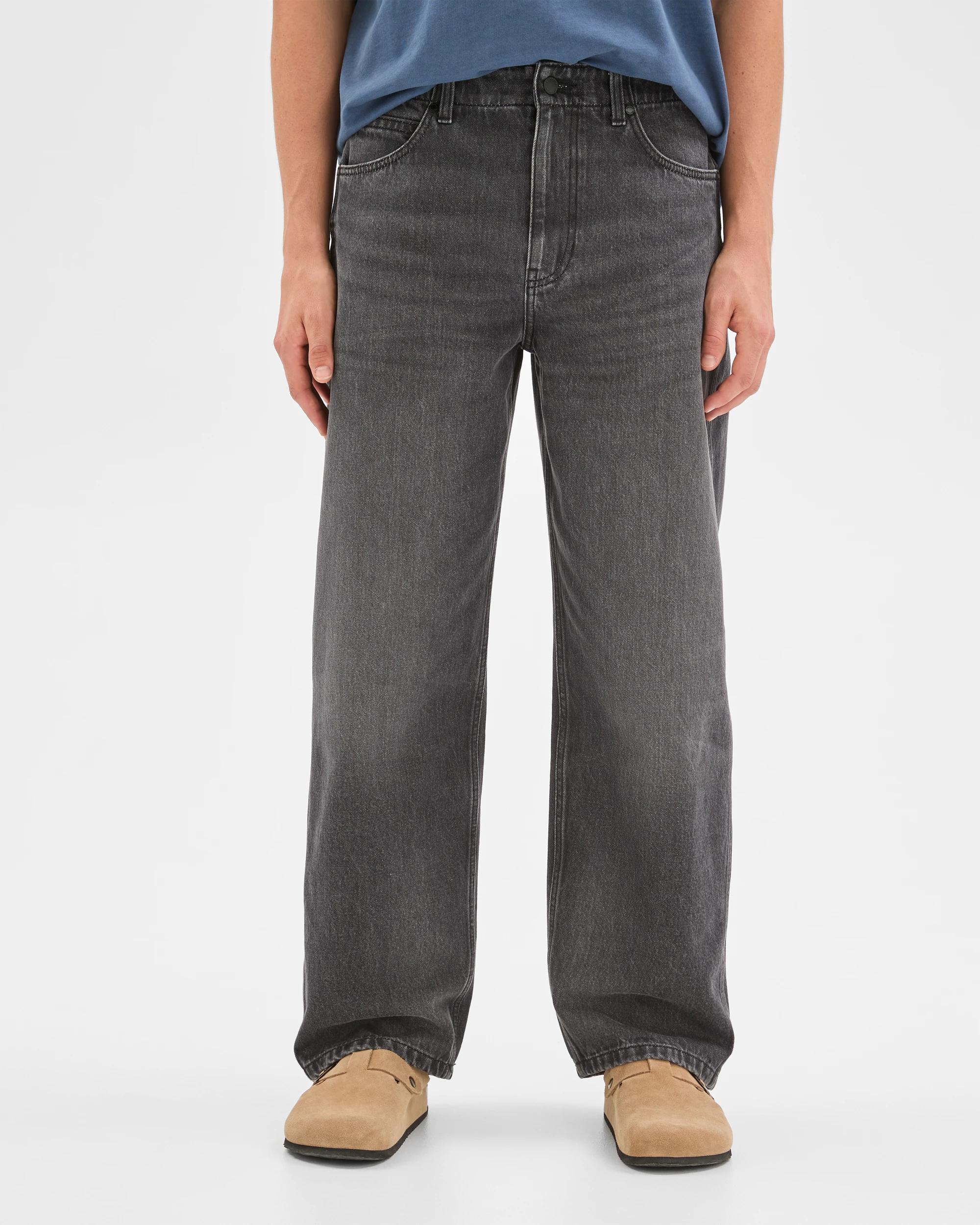 4 Commons Loose Fit Barrel Leg Denim Jeans WASHED BLACK, 4 of 6