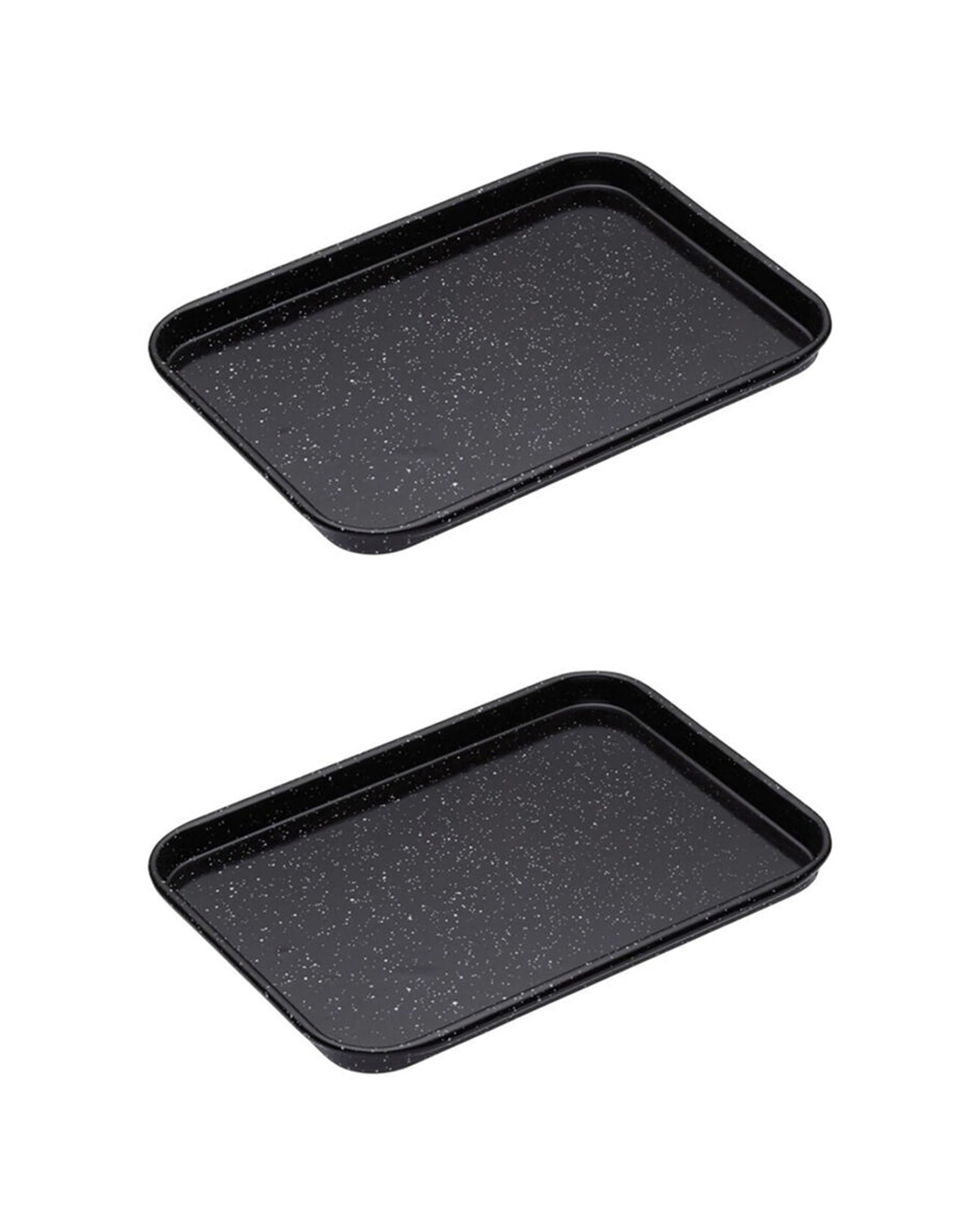 1 MasterCraft 2x 24cm Rectangle Pro Vitreous Enamel Baking Sheet Heavy Duty - Black, 1 of 7