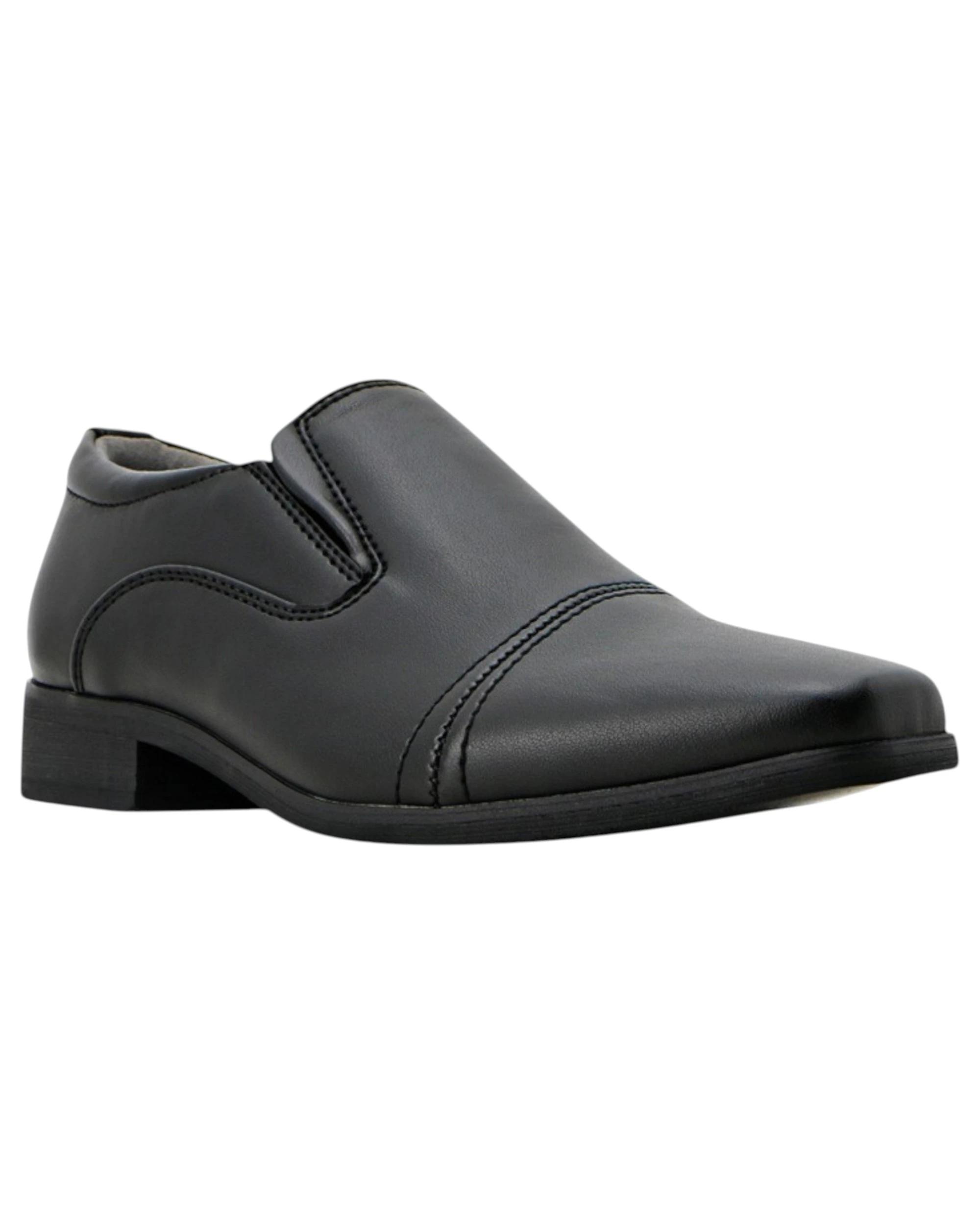 1 Grosby Kids Tex Black Slip On Formal School Shoes BLACK, 1 of 3