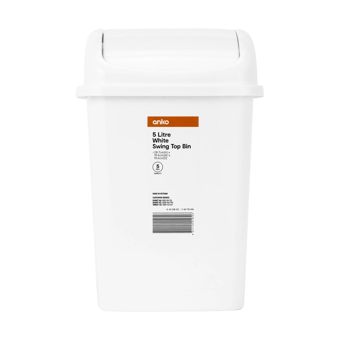 7 5L Swing Top Bin - White, 7 of 7