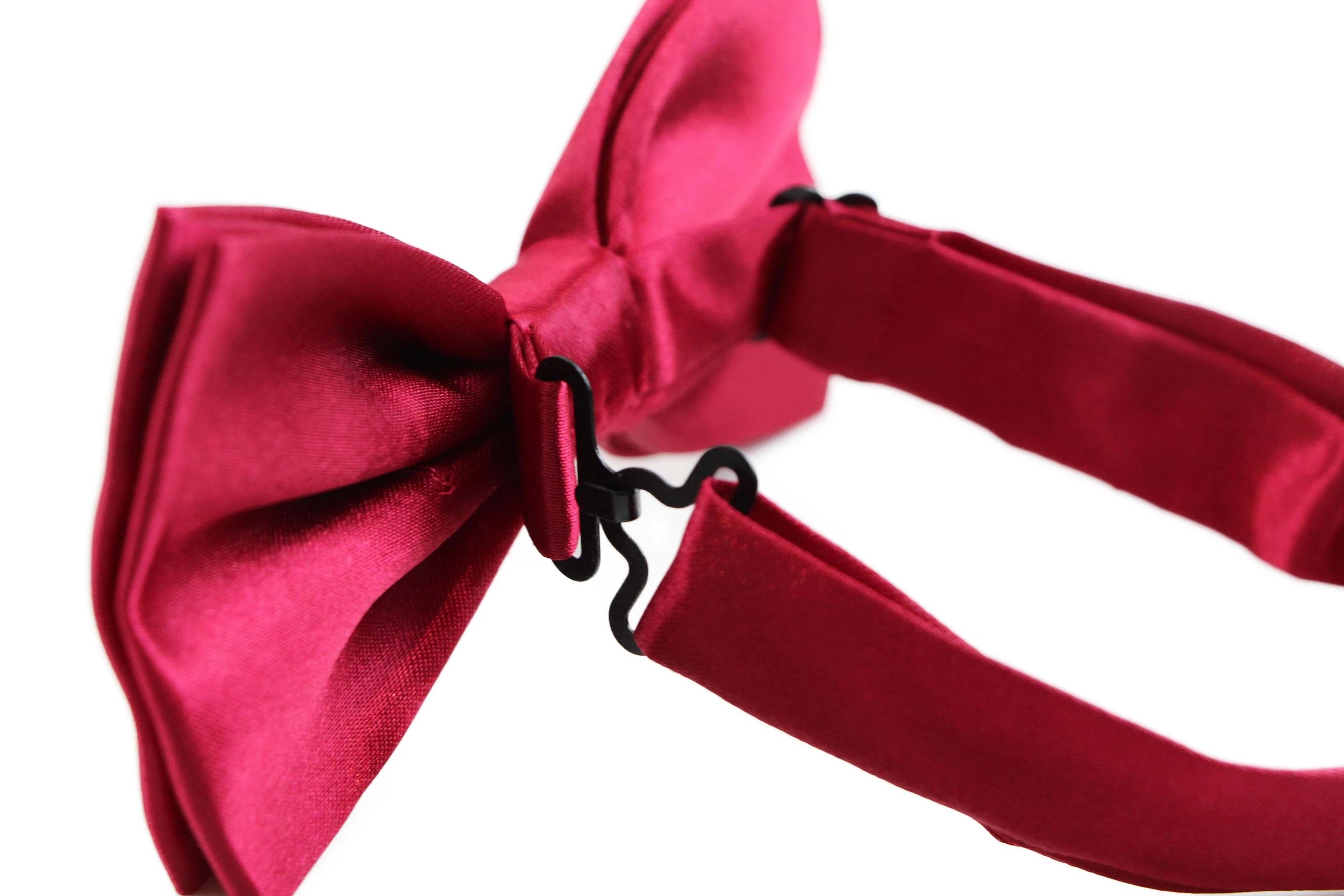 2 Zasel Mens Dark Red Solid Plain Colour Bow Tie - Red, 2 of 3