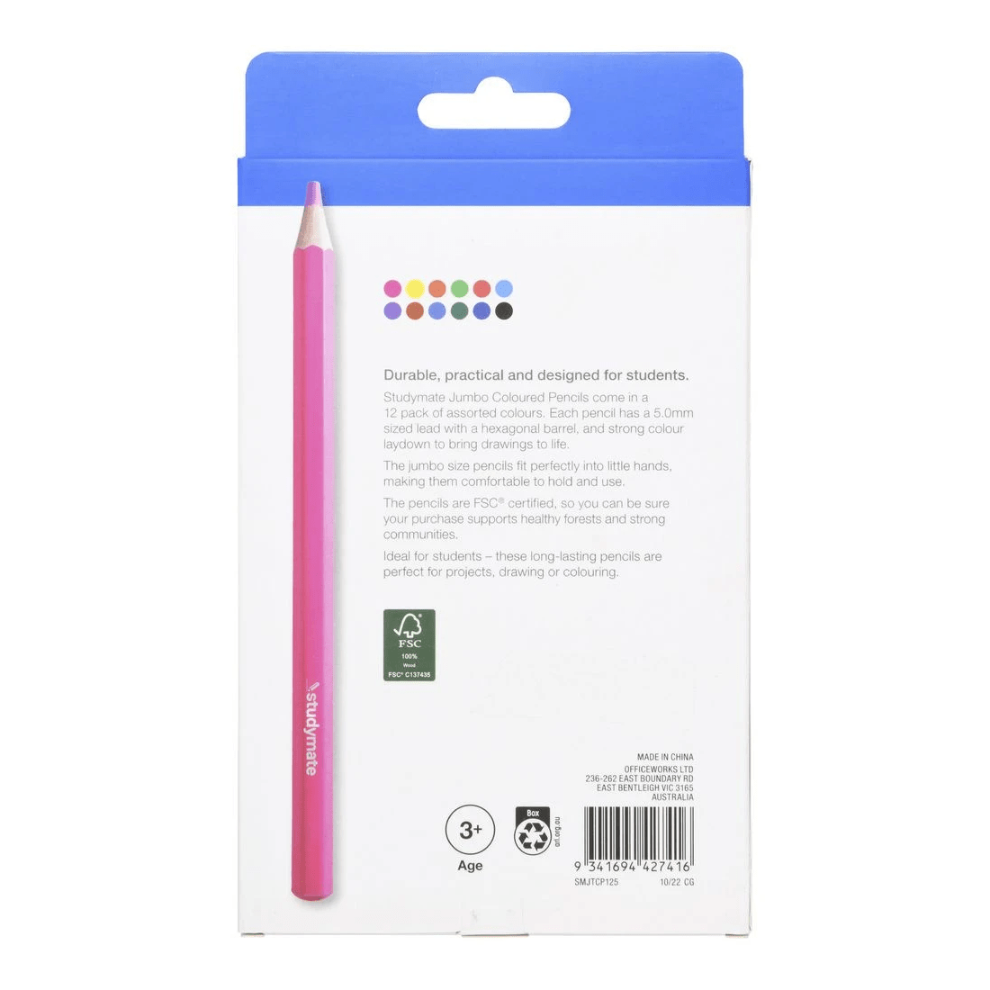 4 Studymate Coloured Jumbo Pencils 12 Pack, 4 of 10