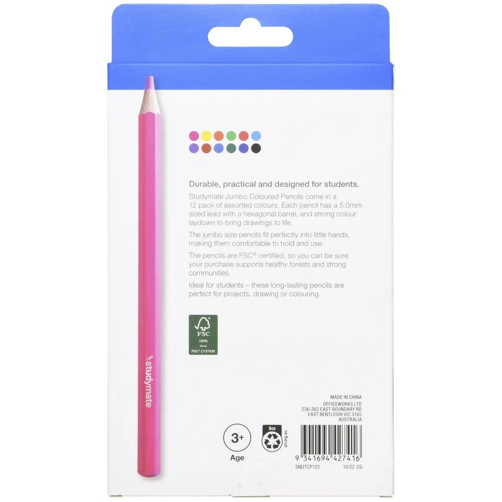 4 Studymate Coloured Jumbo Pencils 12 Pack, 4 of 10