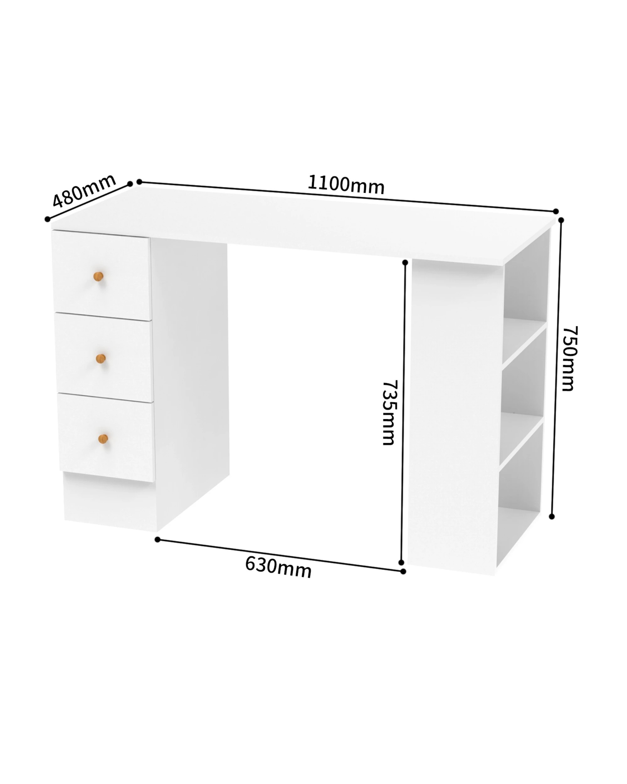 2 Ufurniture Office Desk with Drawers - White, 2 of 9