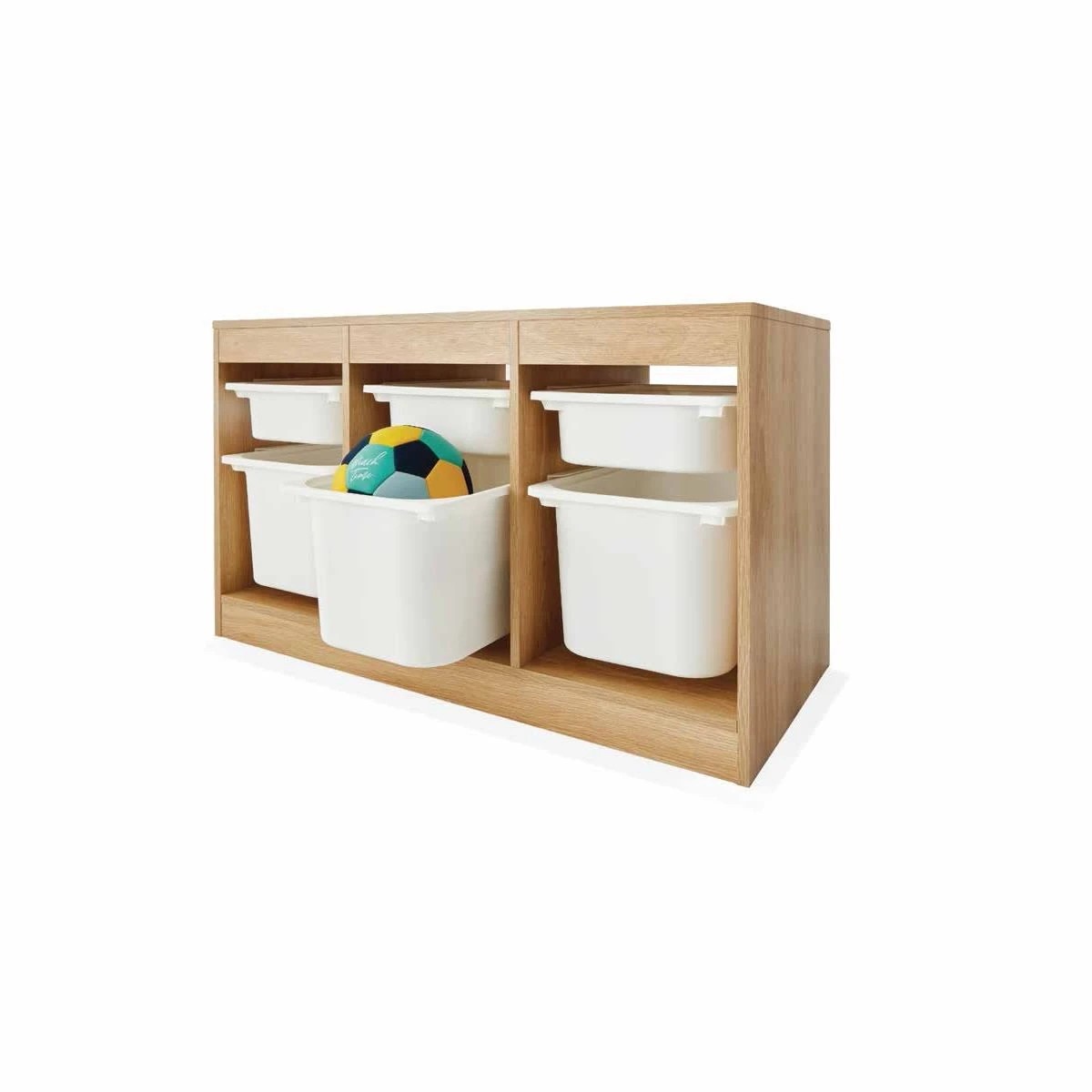 1 Kids Storage Unit with 6 Tubs - Oak Look, 1 of 3