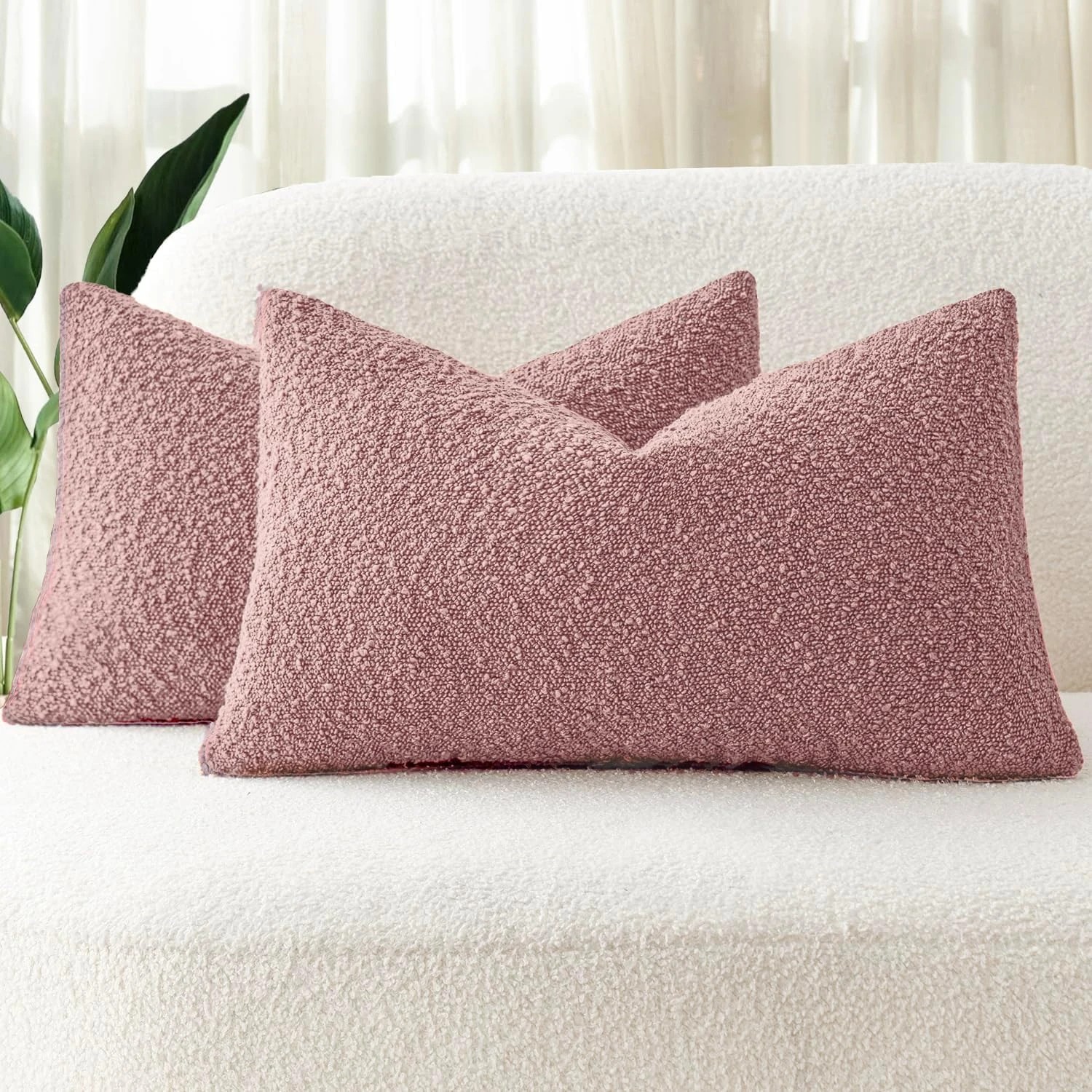 1 Gioia Casa 2-Pack Bouclé Cushion Covers 30x50cm - Pink, 1 of 4