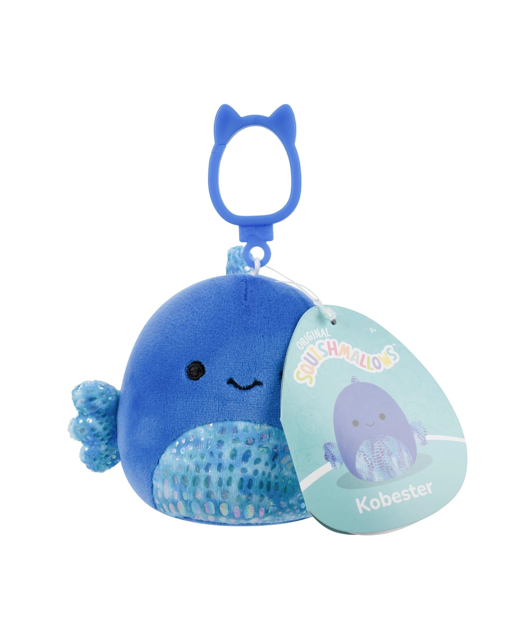 1 Squishmallows Kobester the Betta Fish 3.5 inch Clip-On Plush - Blue, 1 of 6
