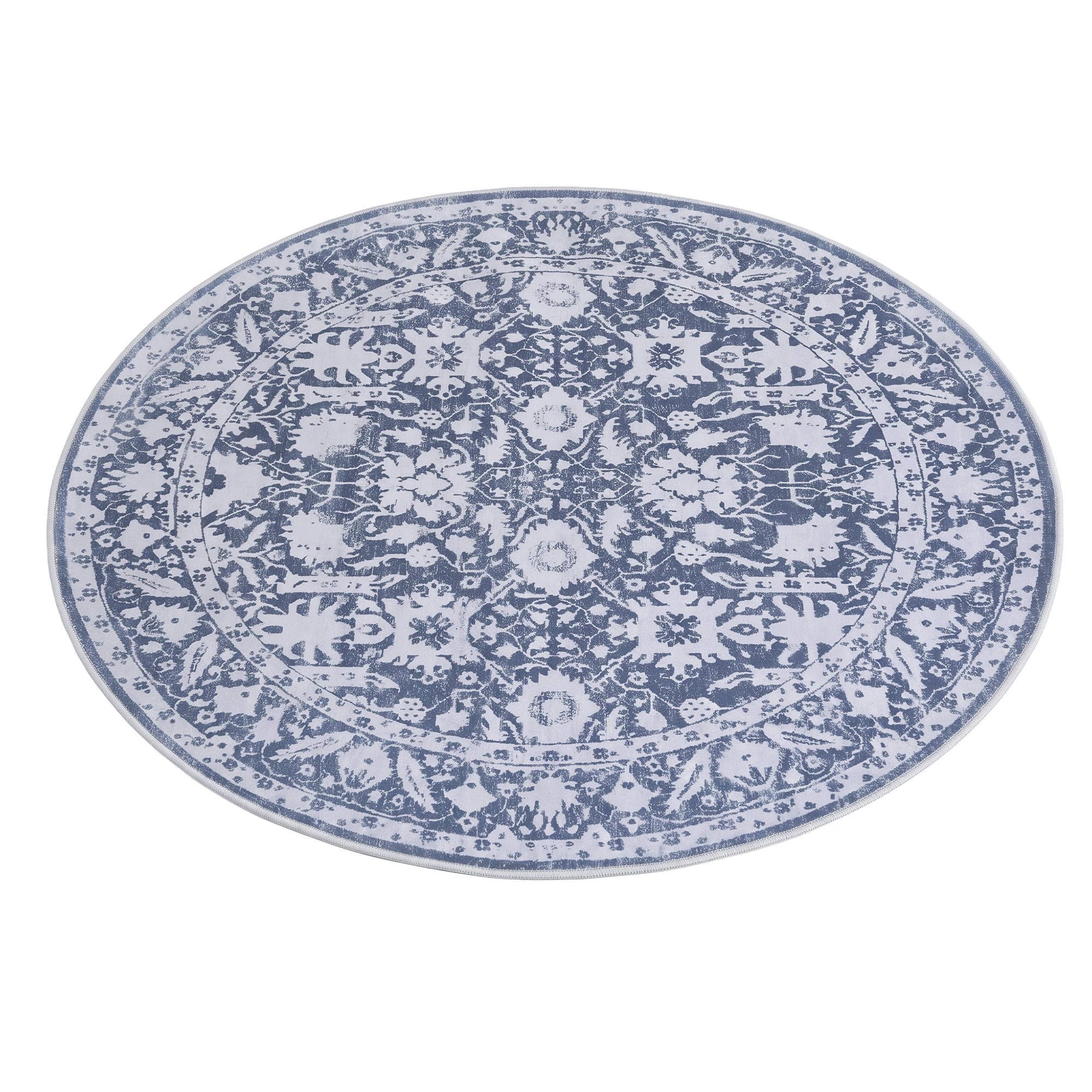 1 Artiss 120 cm Living Room Round Area Rug Non-Slip Washable Water-repellent - Grey, 1 of 9