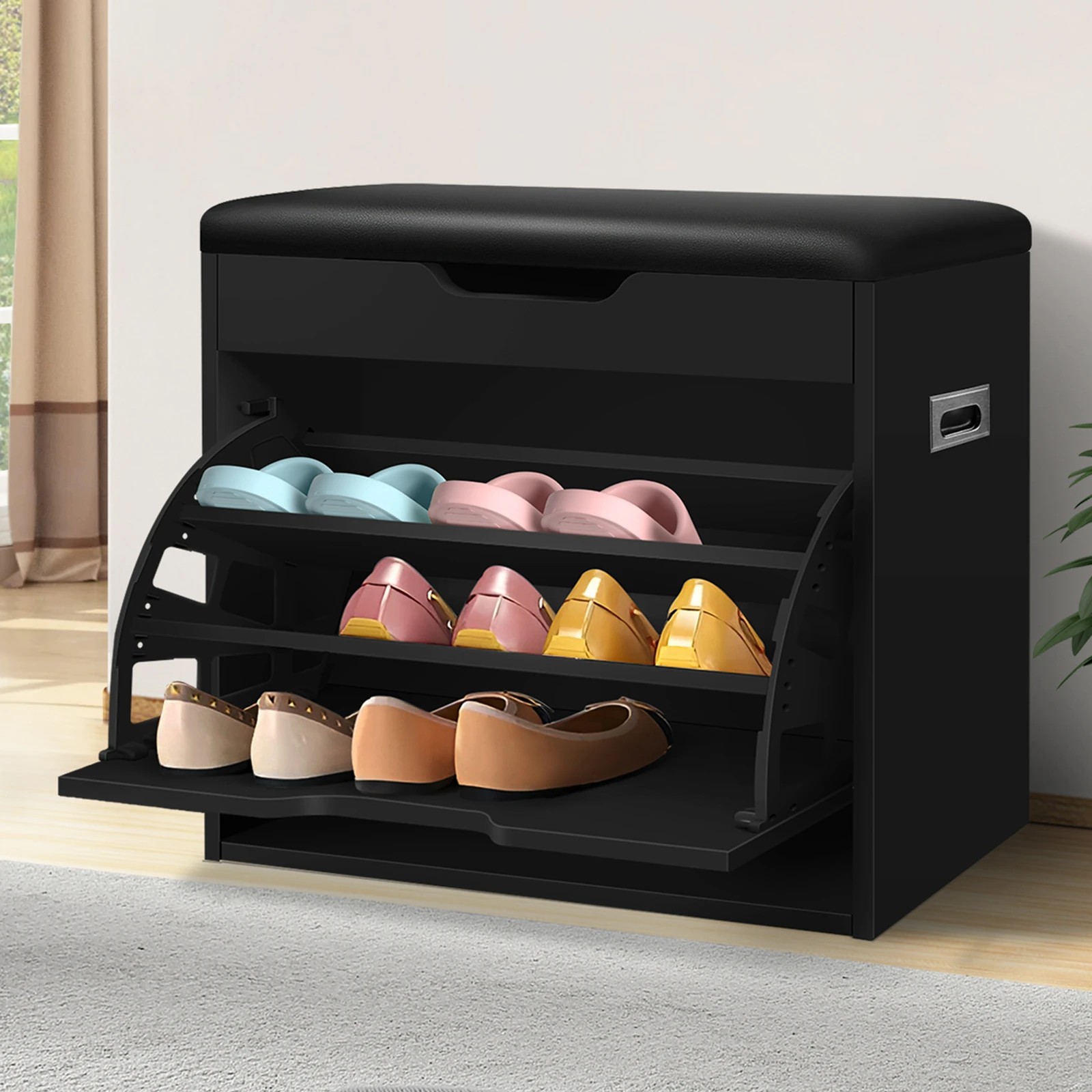 2 Alfordson Shoe Cabinet Bench Rack 12 Pairs - Black, 2 of 10