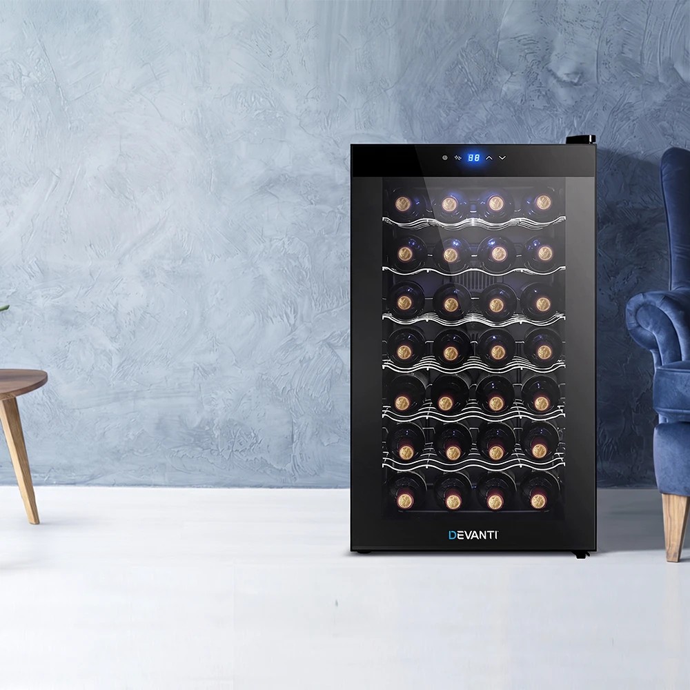 6 Devanti Wine Fridge Cooler 28 - Black, 6 of 8