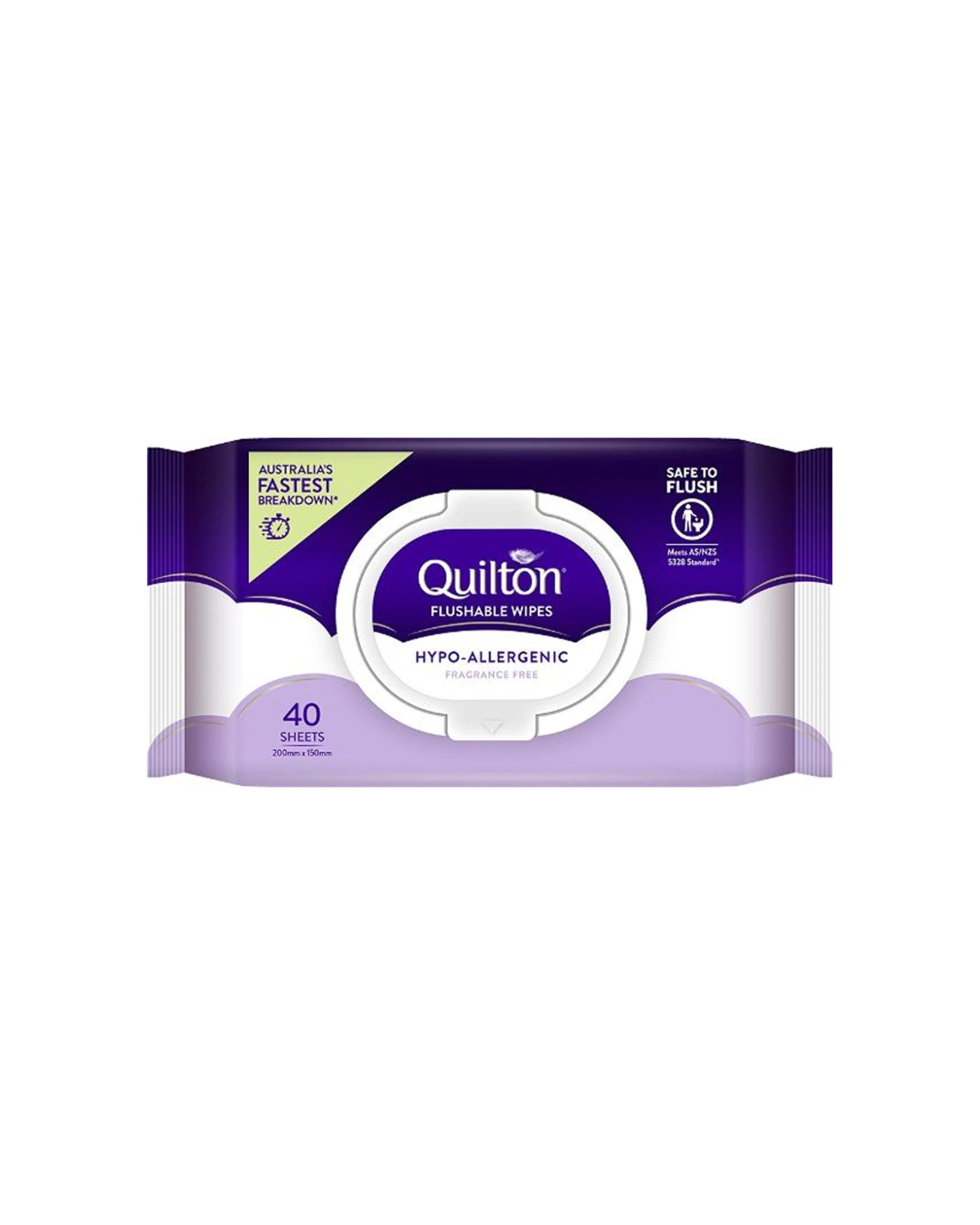 2 Quilton 6x 40pc Quilton Flushable Wet Wipes Hypo-Allergenic  Quick Breakdown Safe To Flush - White, 2 of 3