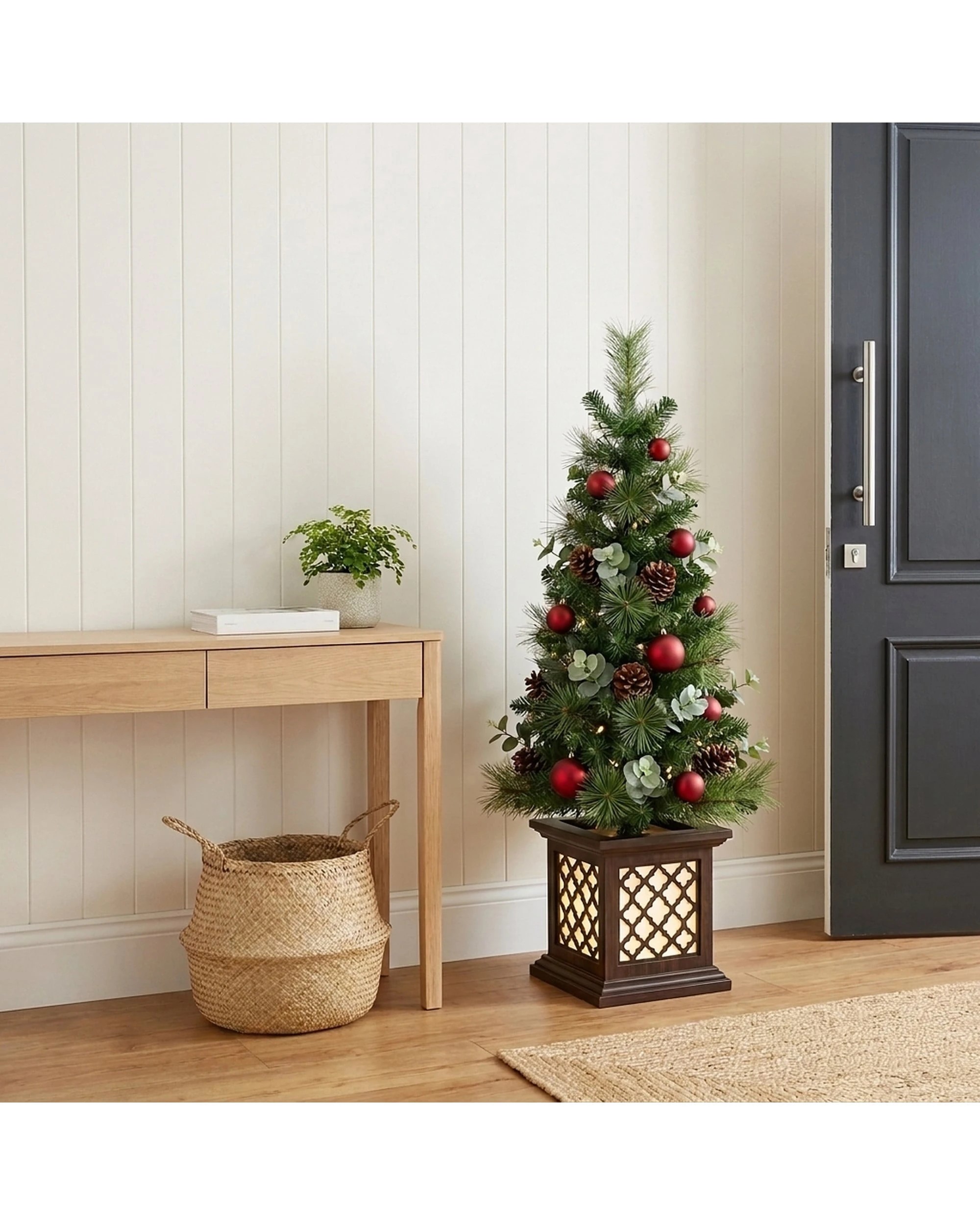 2 Christabelle 1.2m 4ft Sable Fir Potted Christmas Tree Pre Lit Multi Function LED Artificial Indoor Xmas Decor Home, 2 of 10
