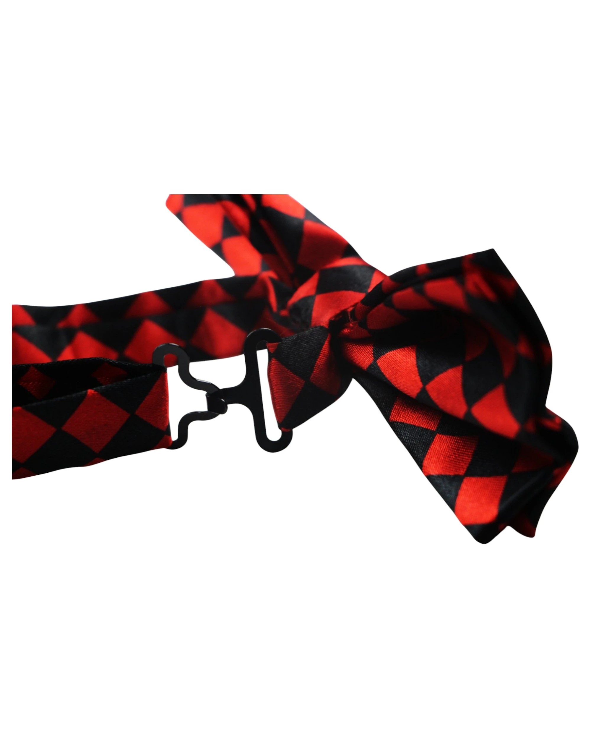 2 Zasel Mens Black & Red Checkered Block Patterned Bow Tie, 2 of 3