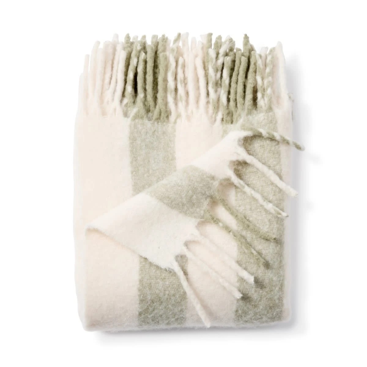 4 Stripe Brushed Throw - Sage, 4 of 6