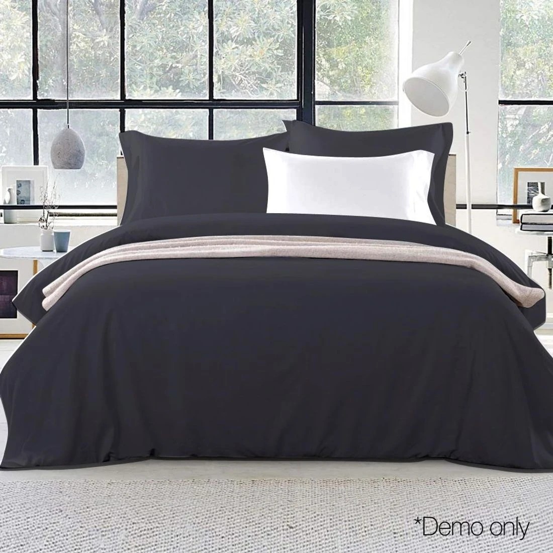 8 Giselle Bedding Quilt Cover Set Classic  Queen - Queen Bed - Black, 8 of 8