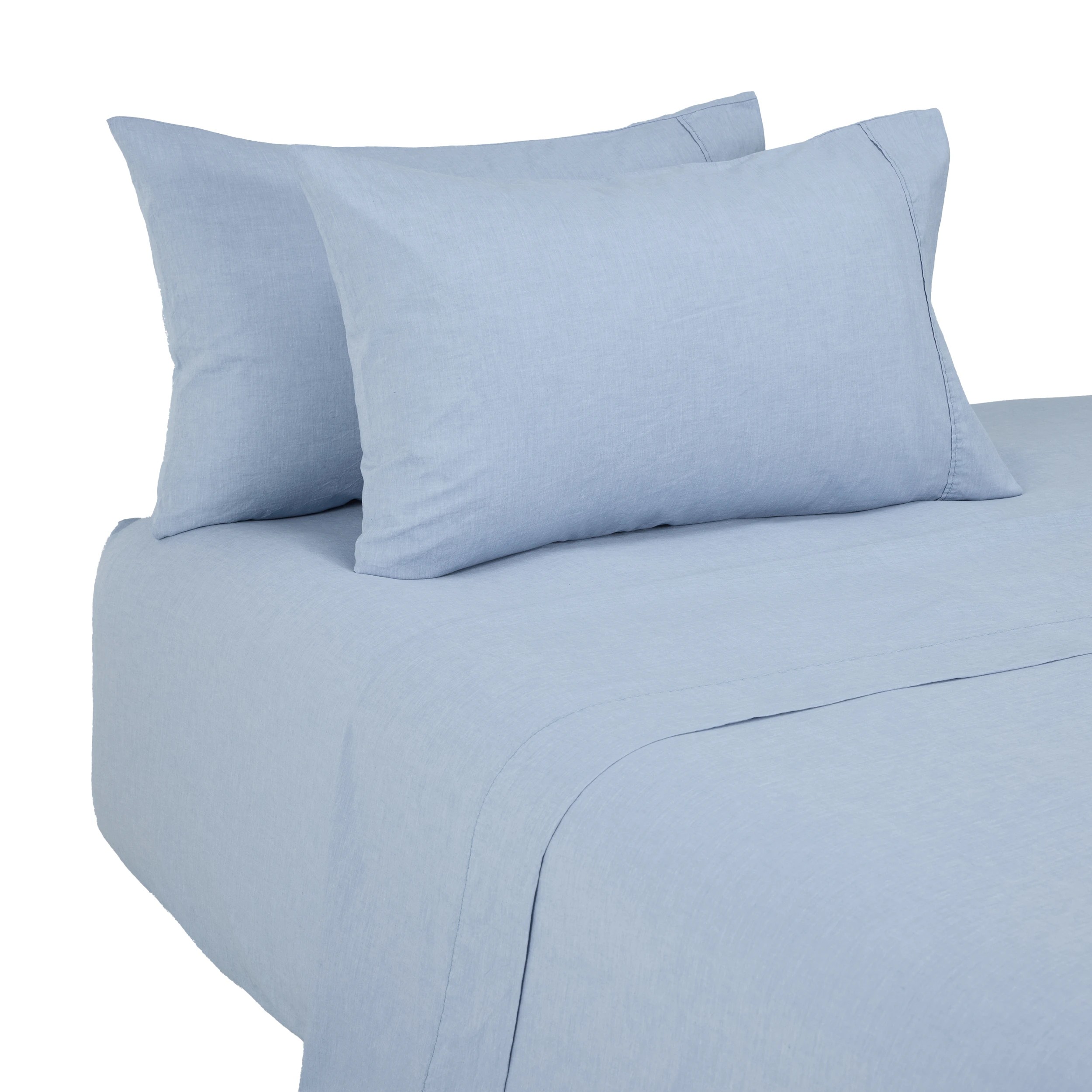 5 Stonewashed Chambray Cotton Sheet Set - Double Bed, Denim, 5 of 7