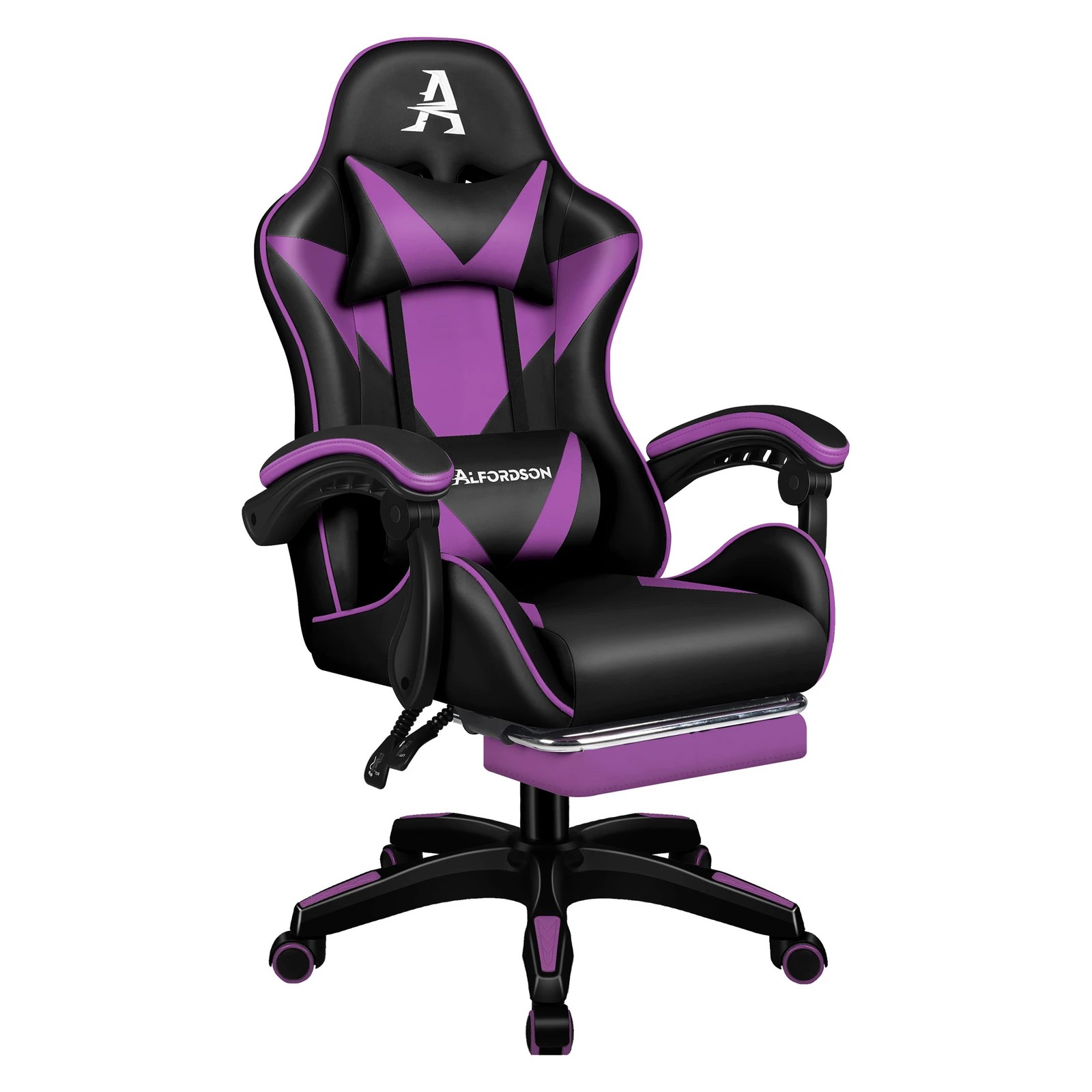 10 Alfordson Gaming Office Chair Massage Computer Footrest Leather - Purple, 10 of 10