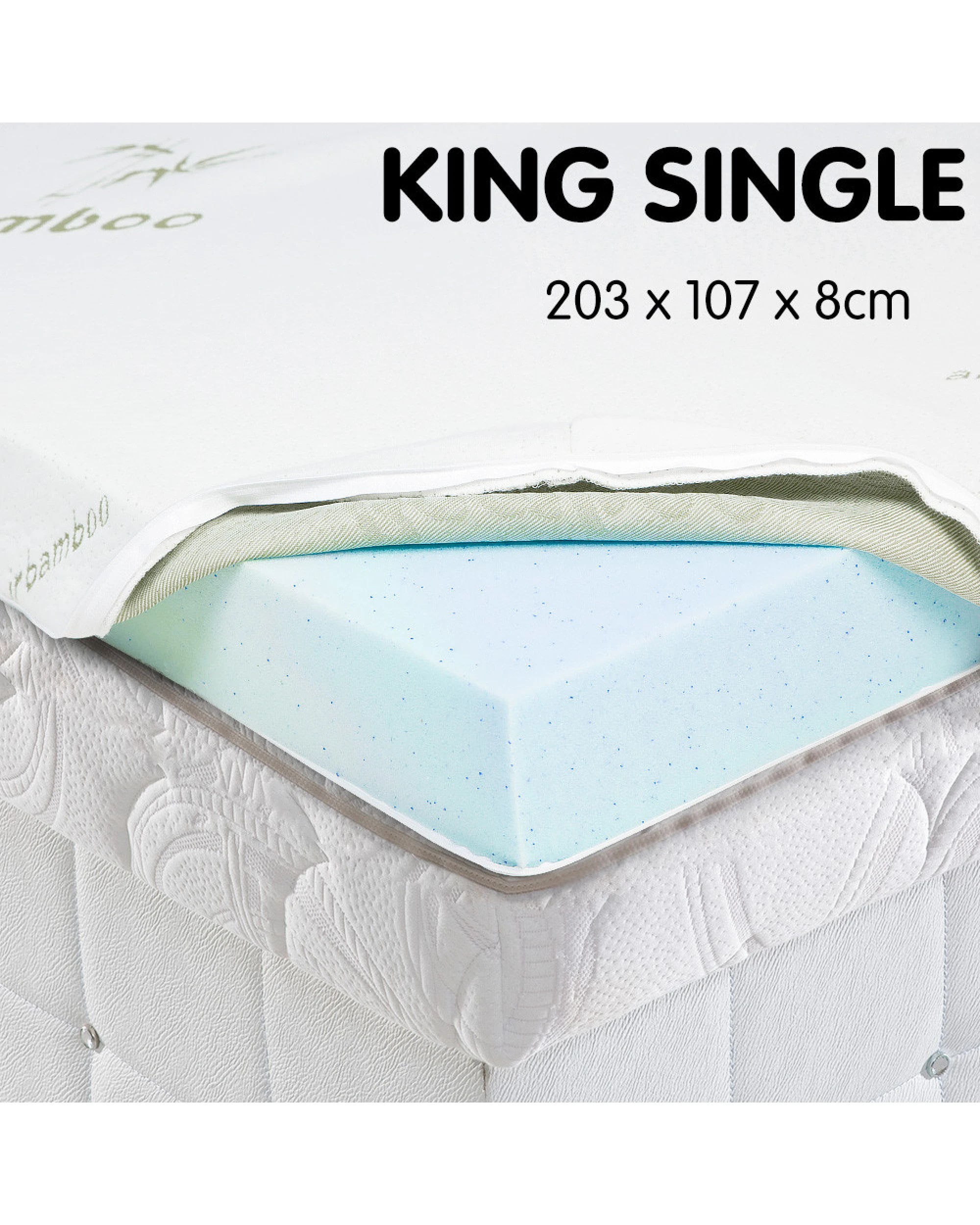 3 Cool Gel Memory Foam Mattress Topper - King Single, 3 of 9