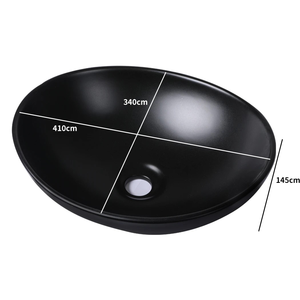 3 Traderight Bathroom Basin Sink Black Oval, 3 of 8