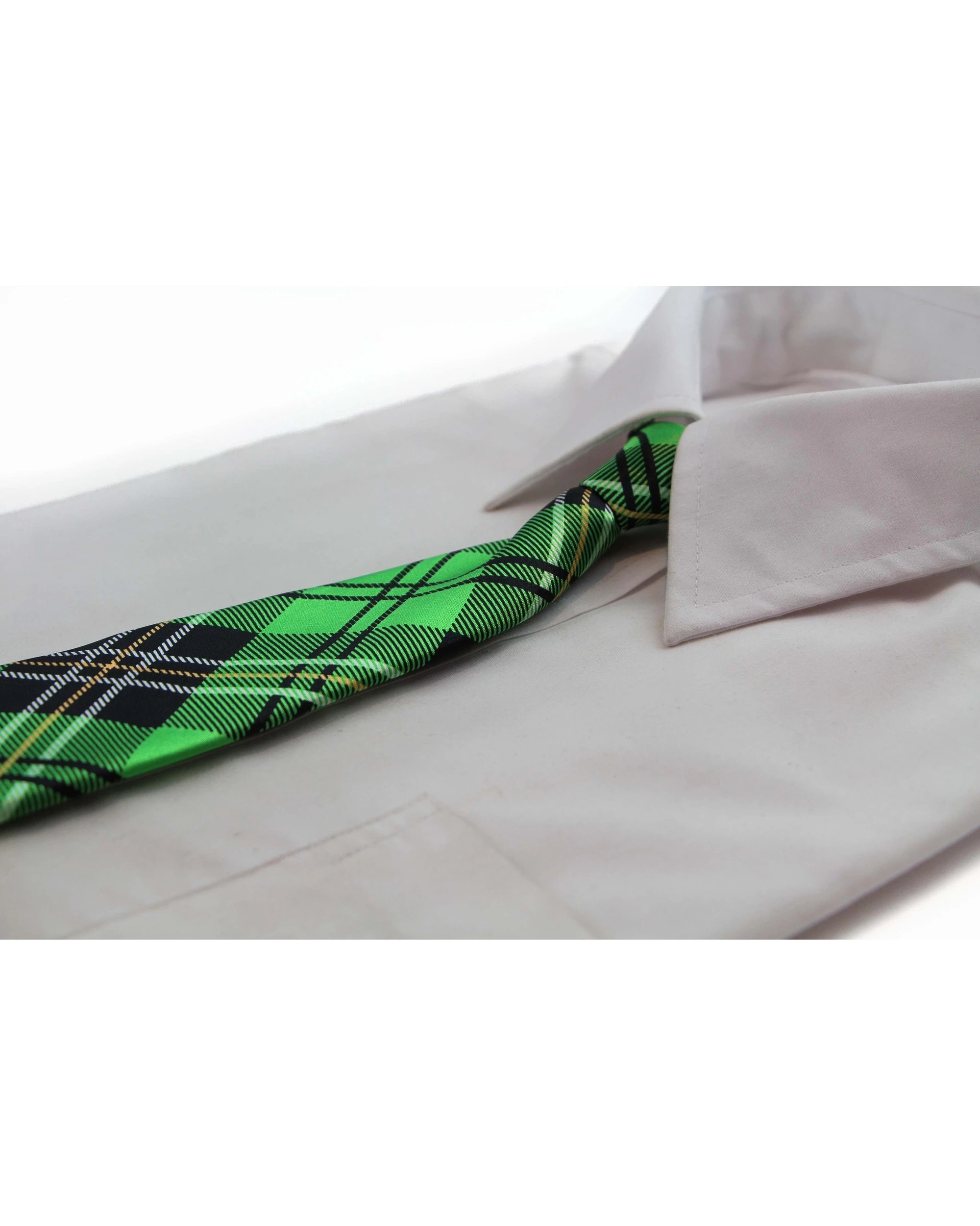 1 Zasel Kids Boys Green Patterned Elastic Neck Tie - Criss Cross Green - Multi, 1 of 3