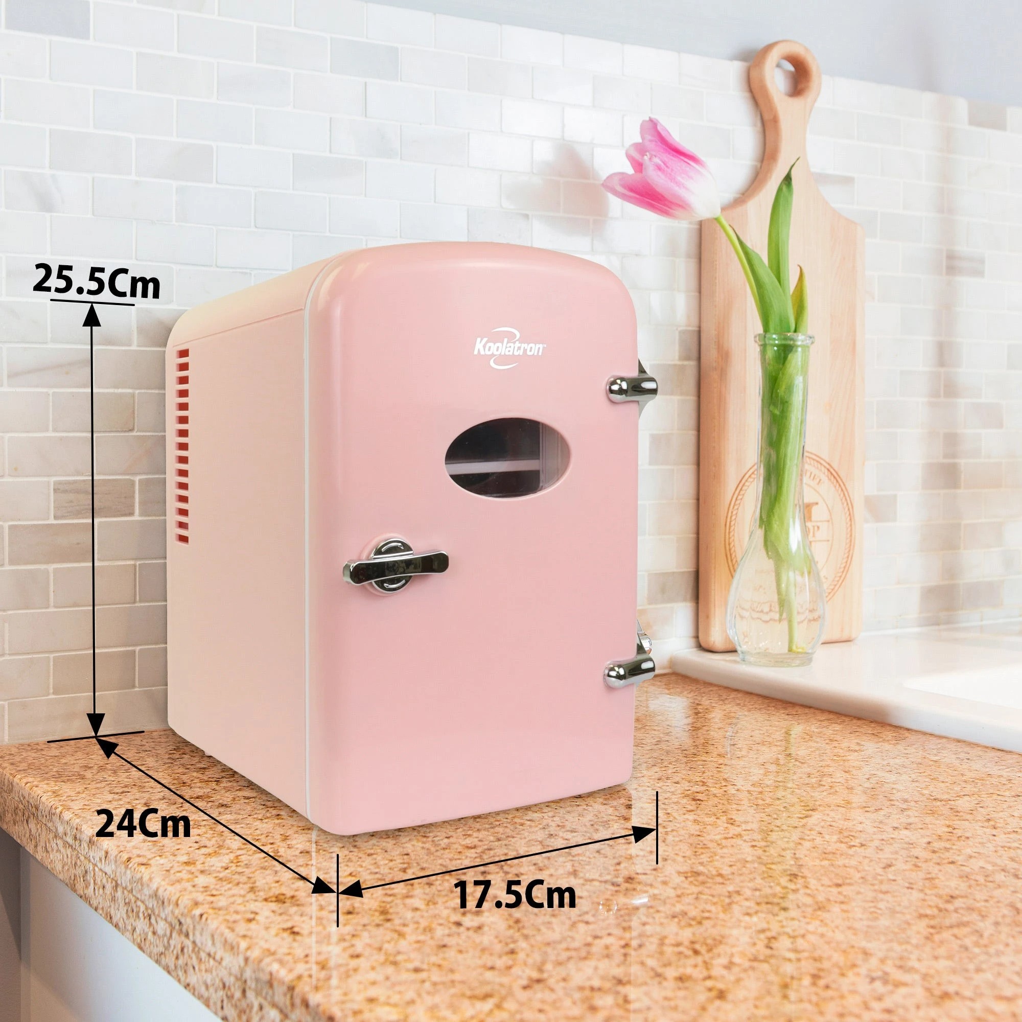 6 Koolatron 4L Pink Retro Mini Fridge - Pink, 6 of 8