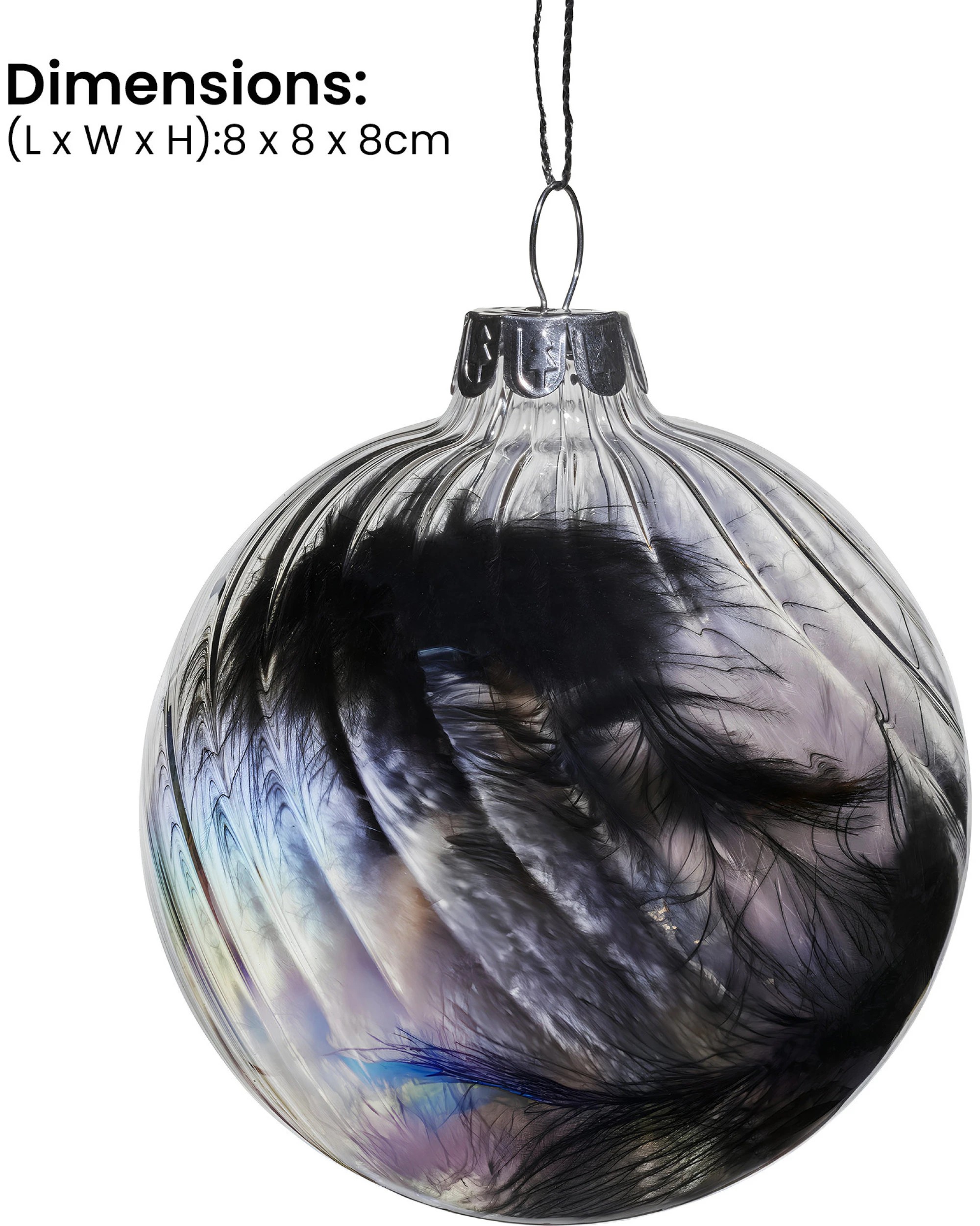 4 Christabelle Clear Striped Glass Baubles 6Pcs Filled with Feathers Balls Christmas Tree Decoration Ornament, 4 of 7