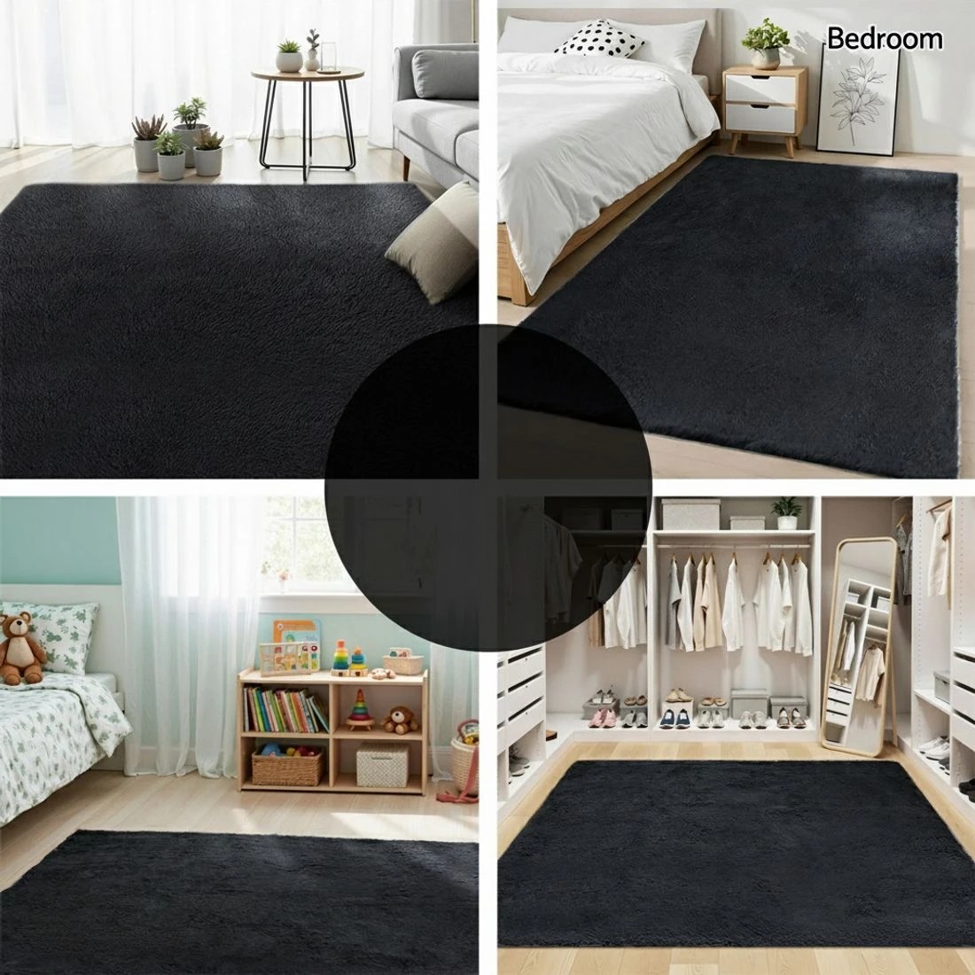 8 Artiss Floor Rug 200x290cm Plush Area Shaggy Rug Living Room Bedroom Carpet - Black, 8 of 9