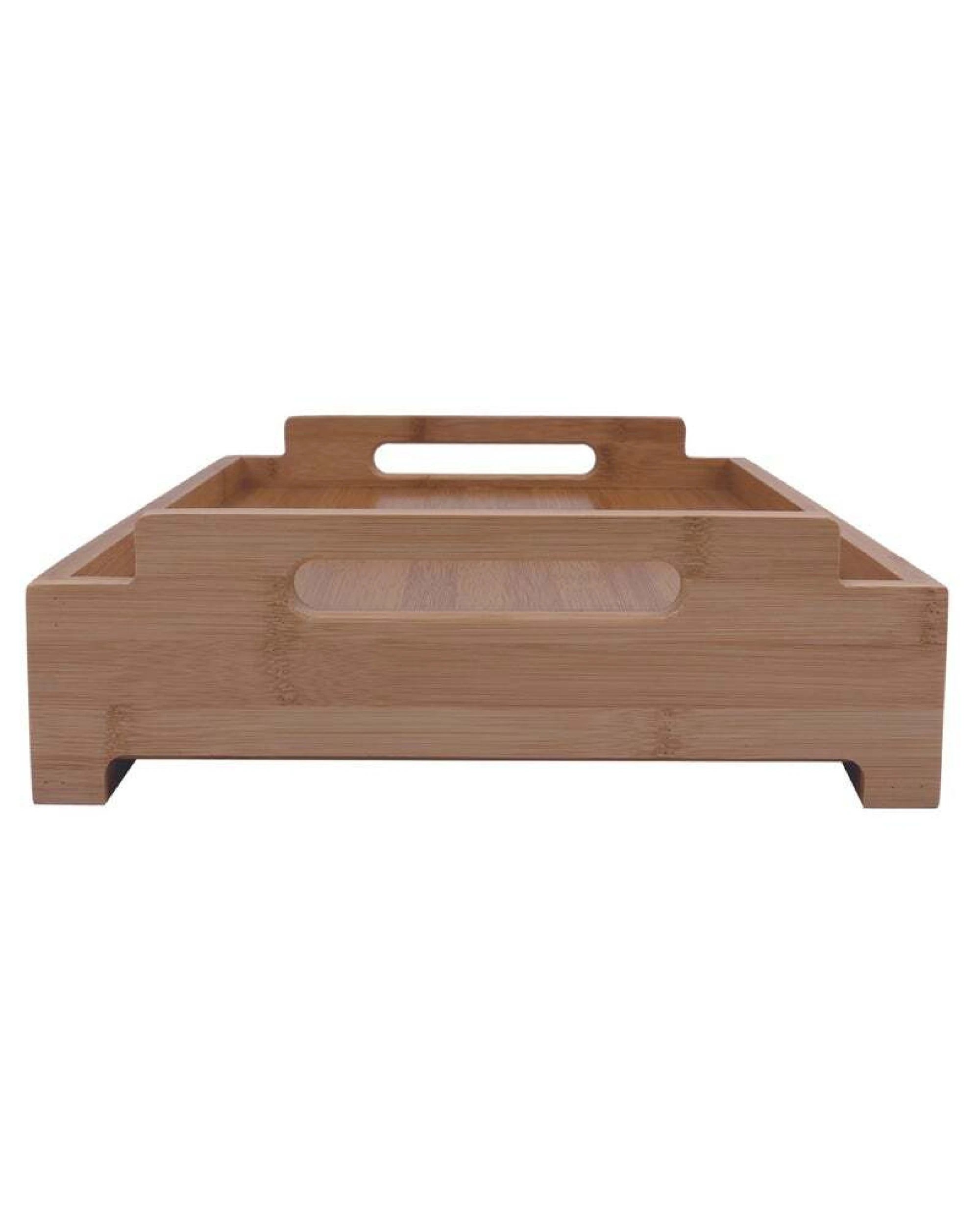 4 BR Home Bamboo Food Serving Tray with Pull-Out Storage Drawer, 4 of 5
