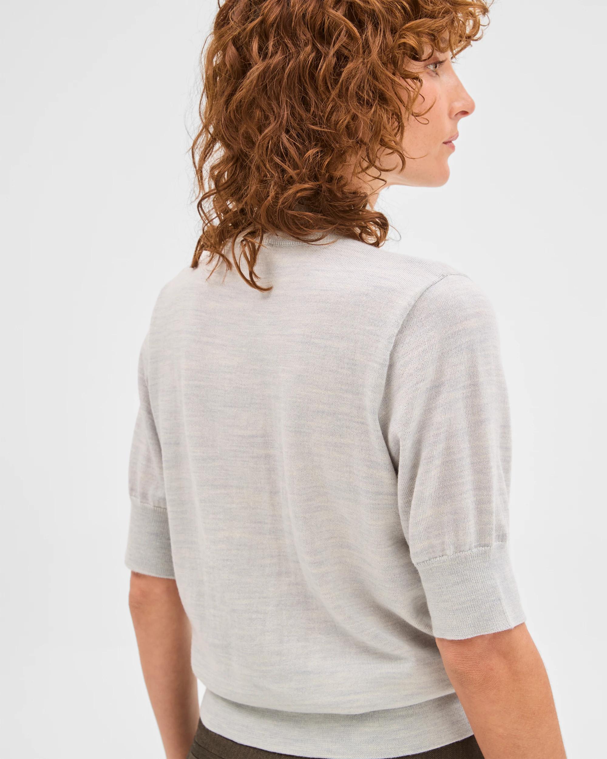 6 Preview Merino Wool Mock Neck Stitch Detail Top STEEL GREY, 6 of 6