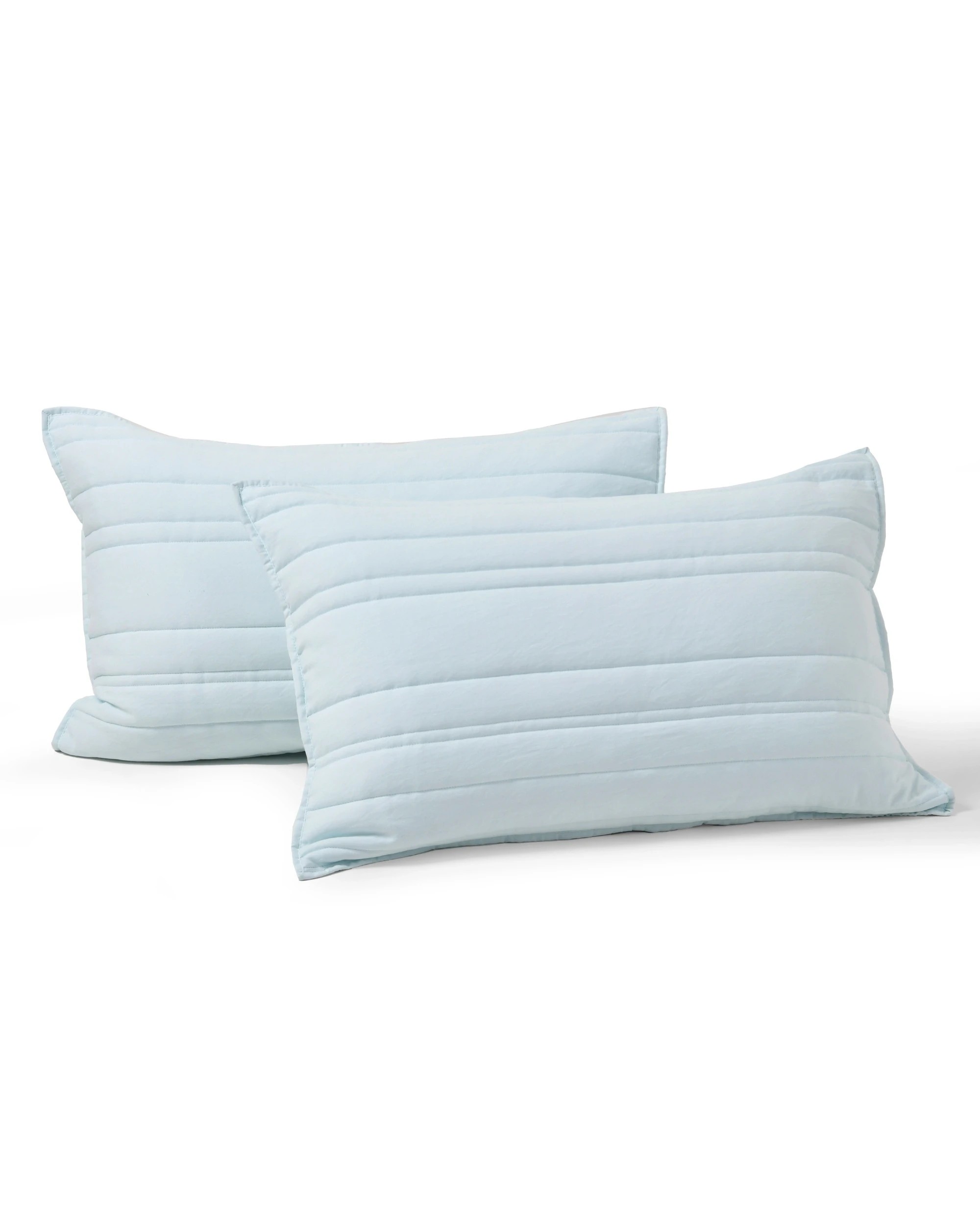 3 Dreamaker Superfine Washed Microfibre Stripe Quilted European Pillowcase Twin Pack - Ice Blue, 3 of 6