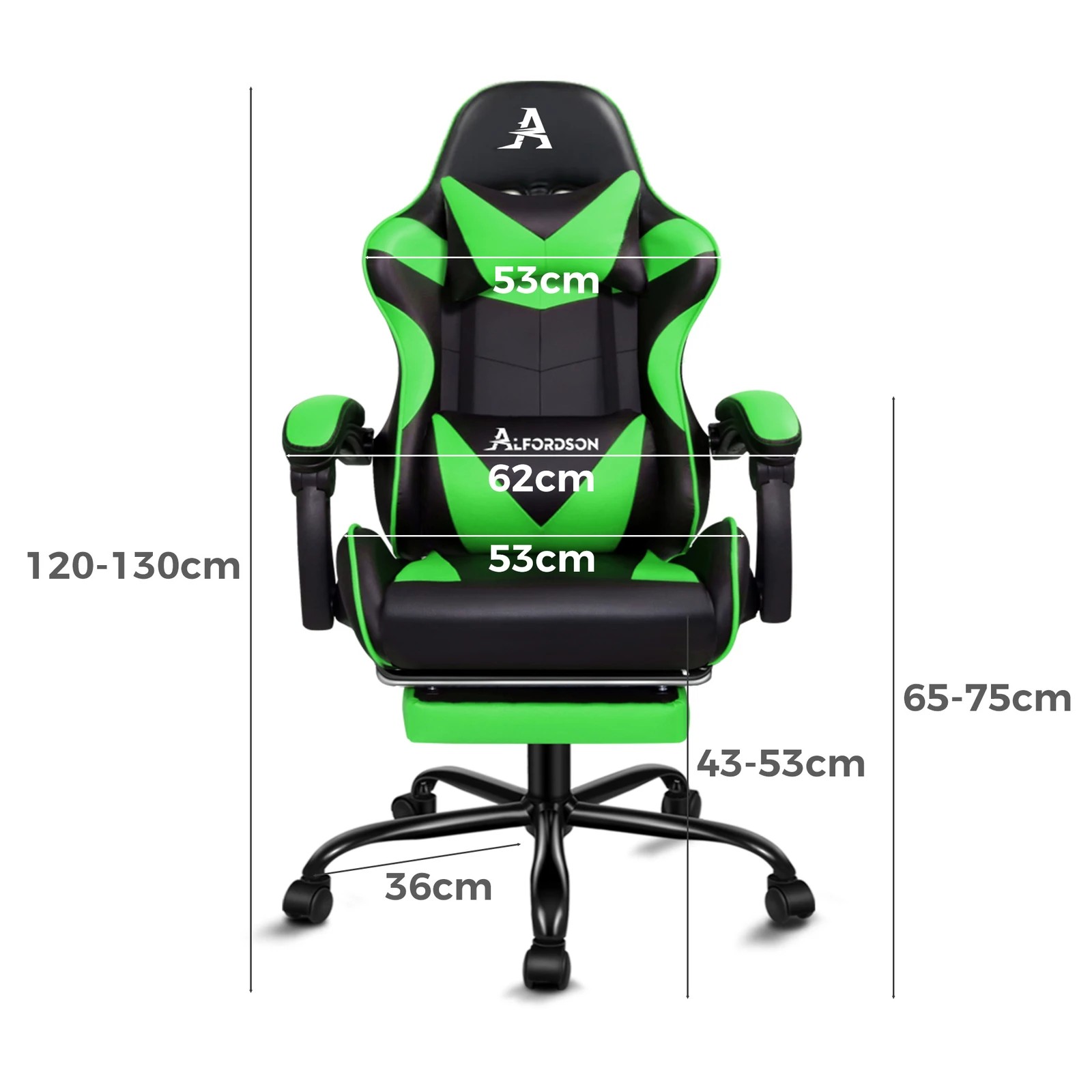 3 Alfordson Gaming Chair Office Massage Computer Racing Seat PU Leather - Green, 3 of 10