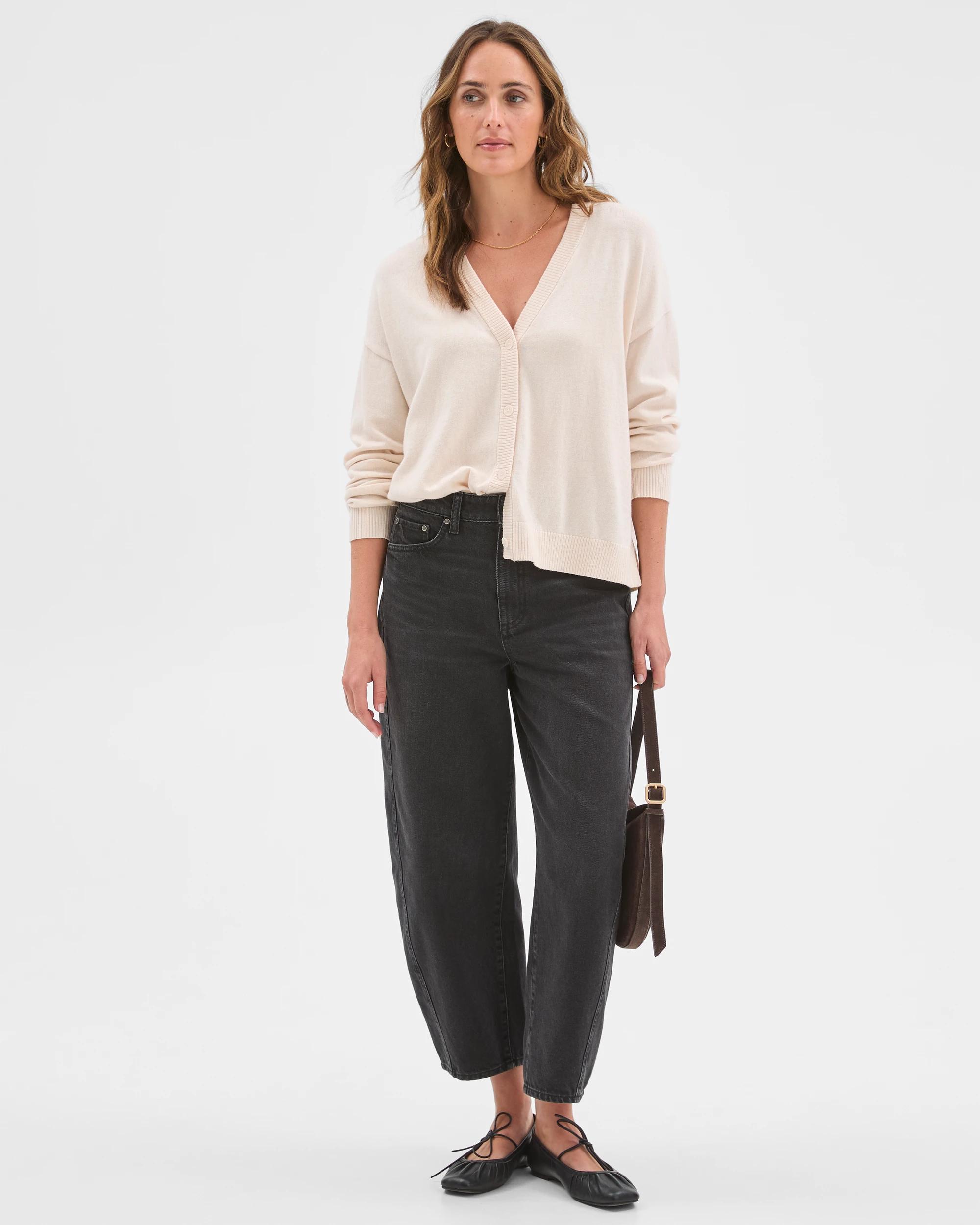 2 Target Woman Cotton Cashmere V-Neck Knit Cardigan PEARL, 2 of 6