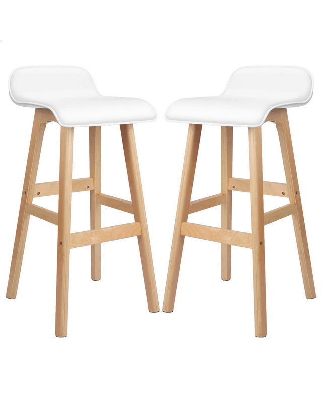Alfordson 2x Wooden Bar Stools Kitchen Dining Chair Leather Samuel - W