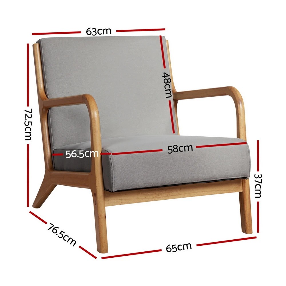 2 Artiss Armchair Fabric Light - Grey, 2 of 7