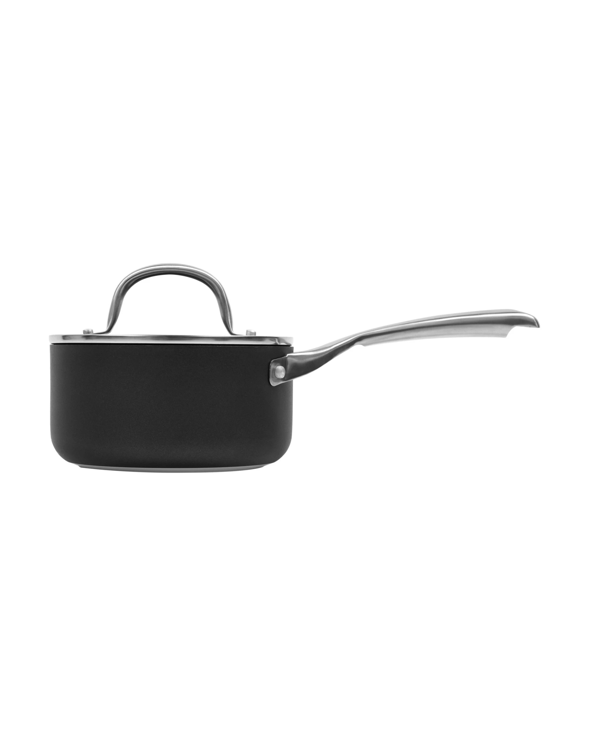4 Gourmet Kitchen Meteore Non-Stick Saucepan with Flat Lid 16cm - Black and Silver, 4 of 7
