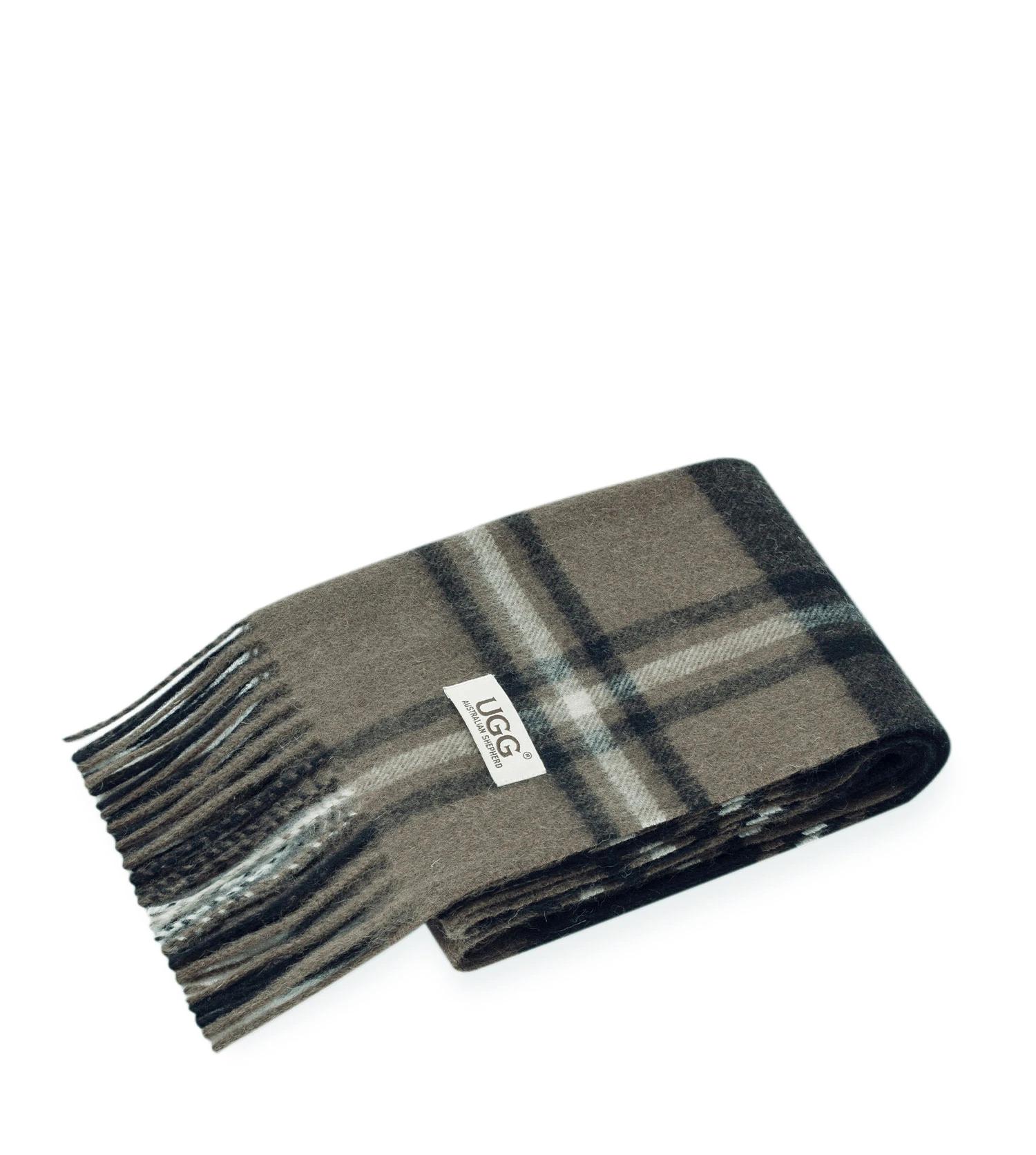 4 Australian Shepherd UGG Snovia 100% Wool Check Scarf BLACK CHECK, 4 of 5