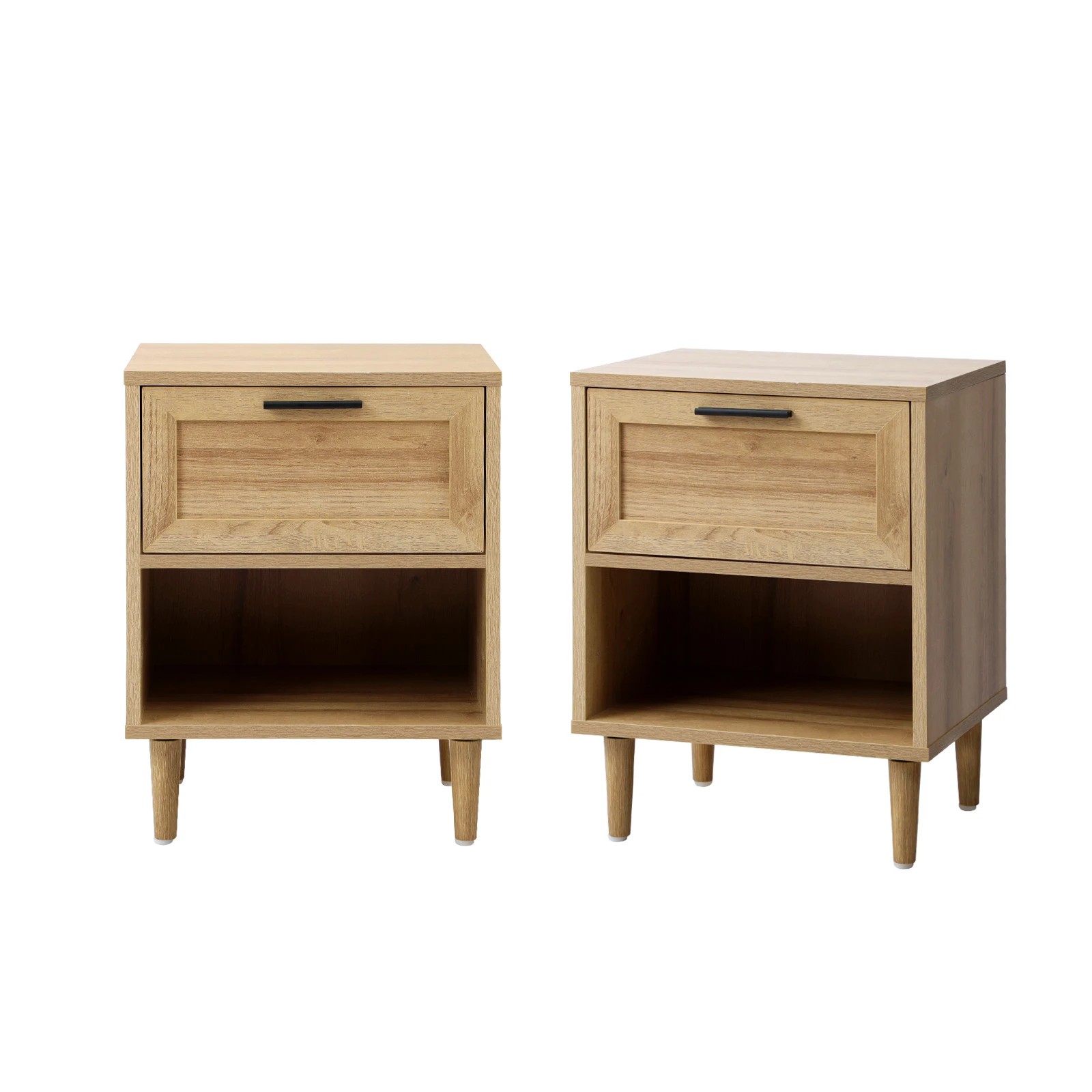 1 Oikiture Bedside Tables Set of 2 Nightstand Side Table Storage Cabinet - Natural, 1 of 9