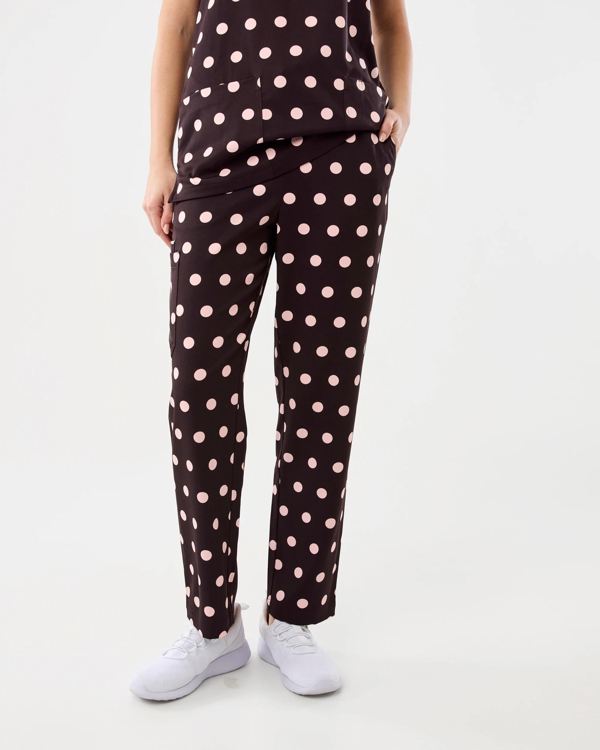 1 Workwear Print Scrub Pants Brn Dots, 1 of 8