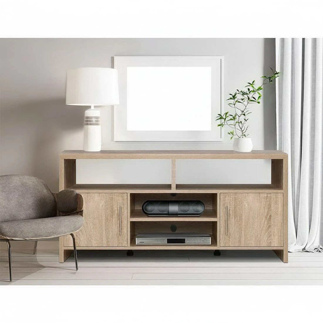 7 Artiss TV Cabinet Entertainment Unit 140cm Oak Ken - Natural, 7 of 7